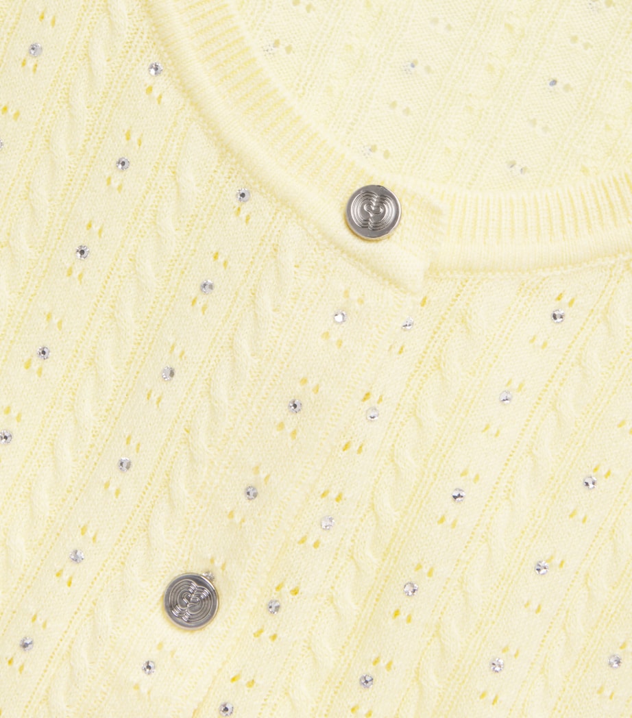 Maje Womens Cotton-Blend Embellished Cardigan Yellow Image 6