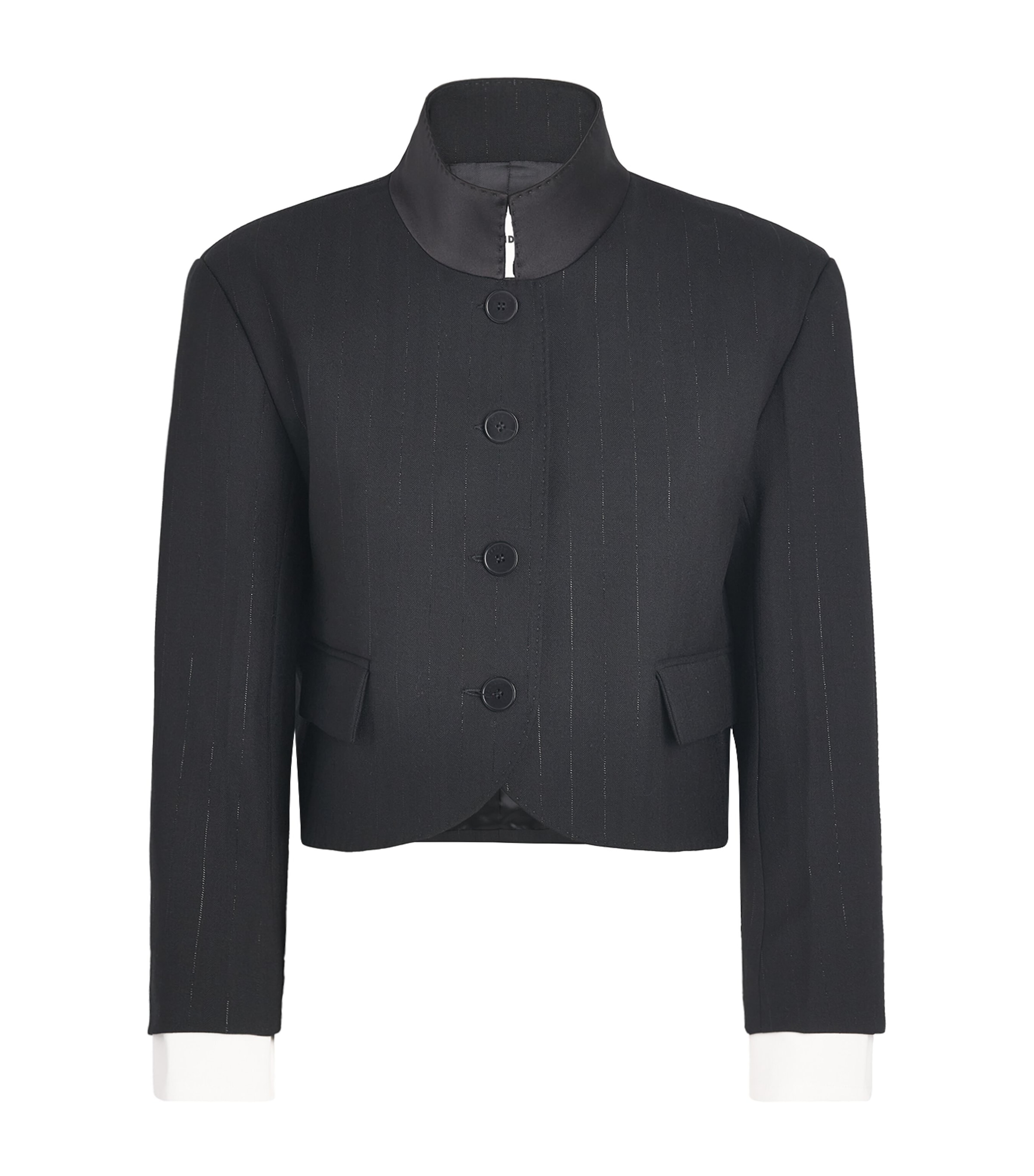 Sandro Paris Womens Stripe Cropped Blazer Black Image 1