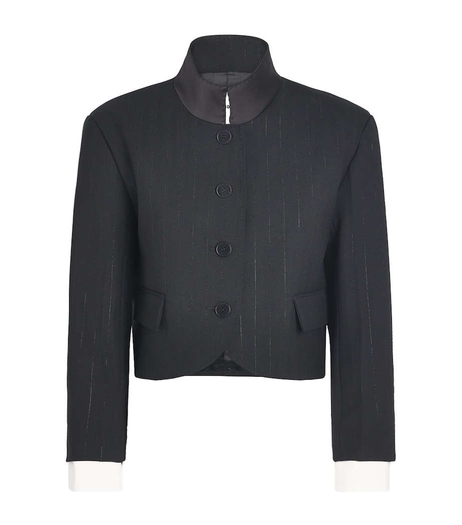Sandro Paris Womens Stripe Cropped Blazer Black Image 1
