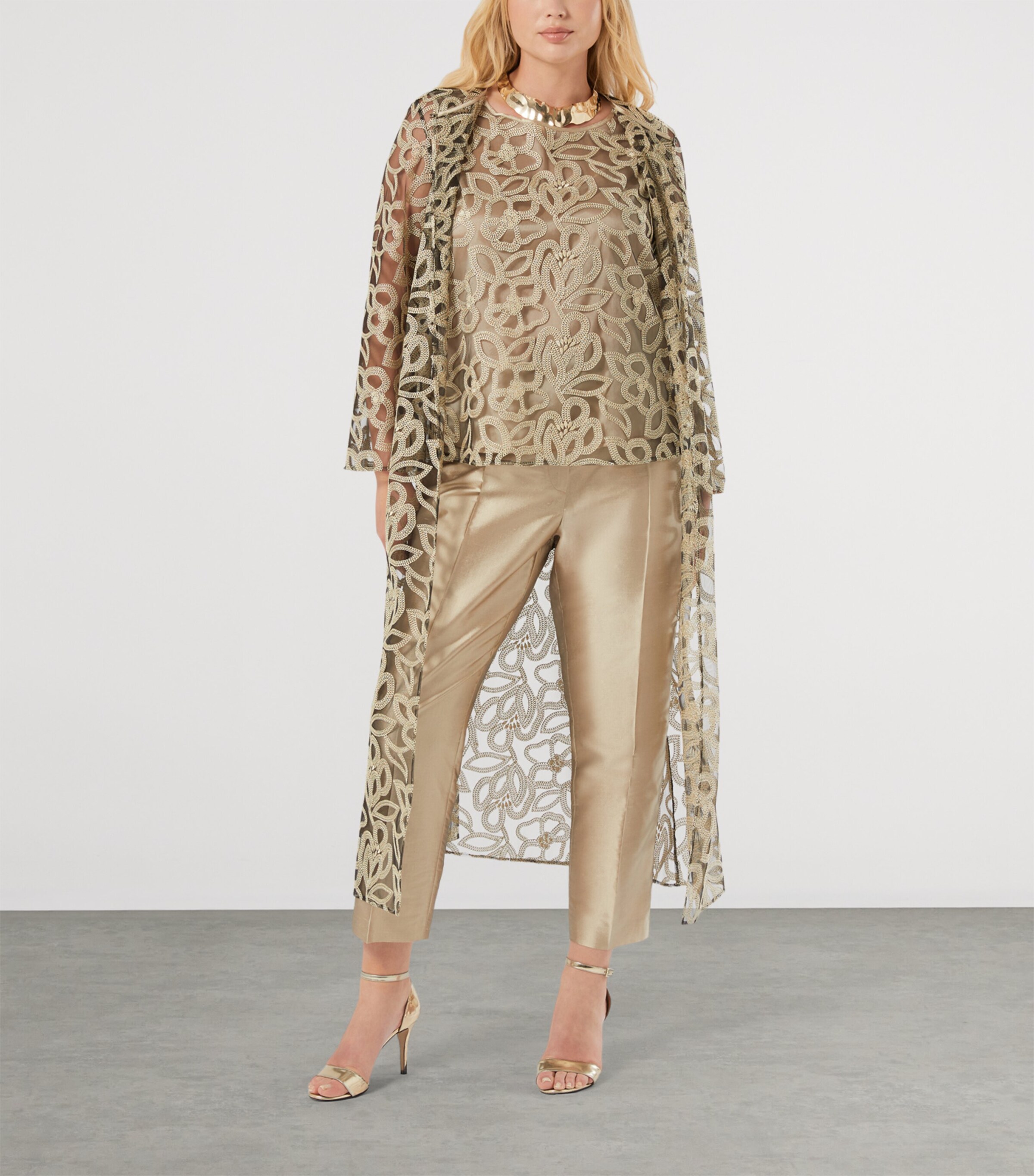 Marina Rinaldi Womens Tulle Embroidered Blouse Black Image 2
