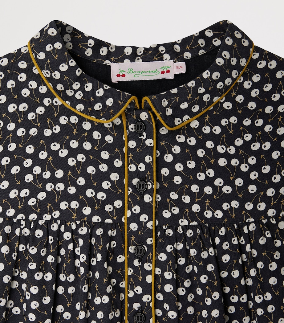 Organic Cotton Twill Cherry Print Dorothée Dress (4-8 Years) IM BLEU NUIT Image 3