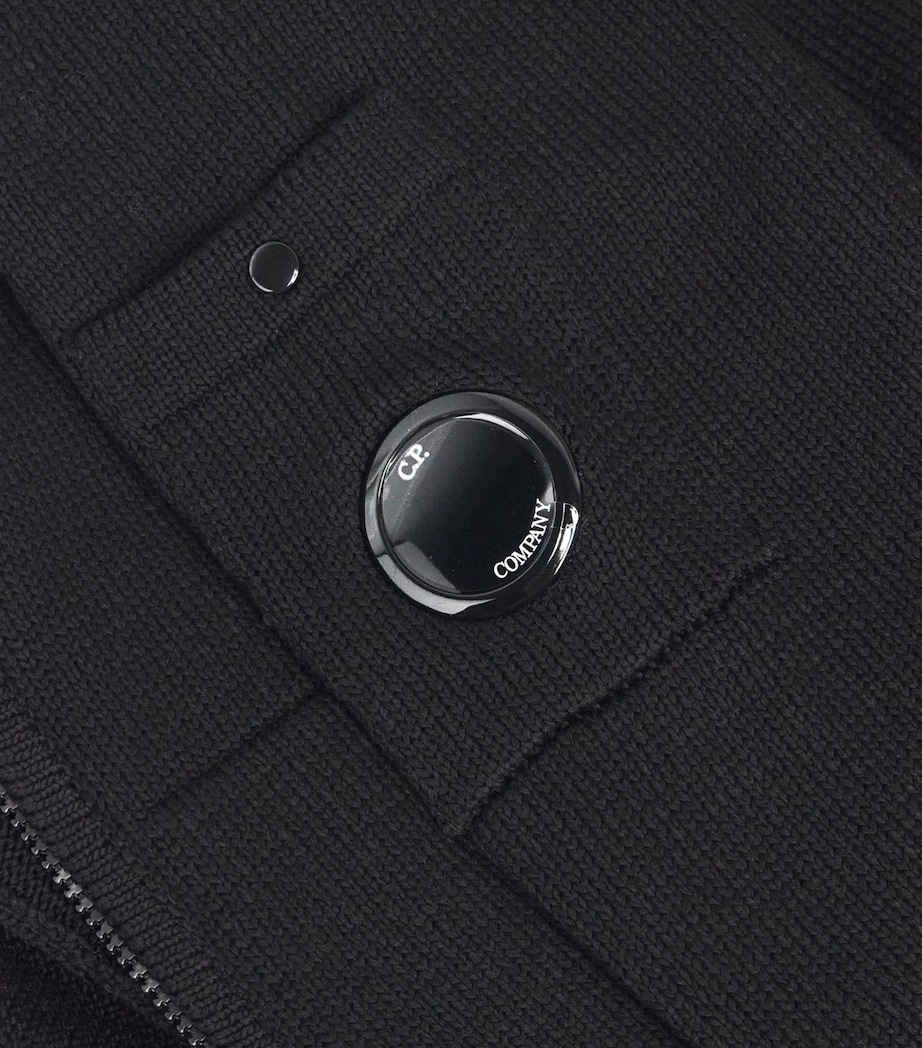 C.P. Company Mens Cotton Zip-Up Cardigan Black Image 6