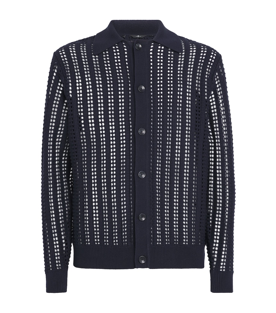 Cotton Evening Polo Cardigan NAVY Image 1