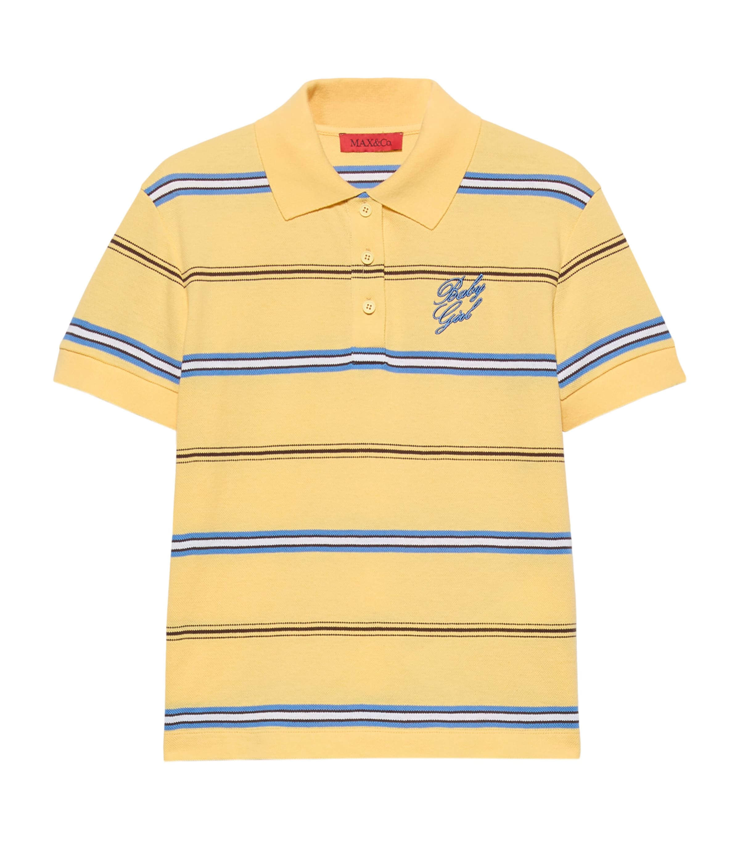 MAX&Co. Womens Cotton Embroidered Polo Shirt Yellow Image 1