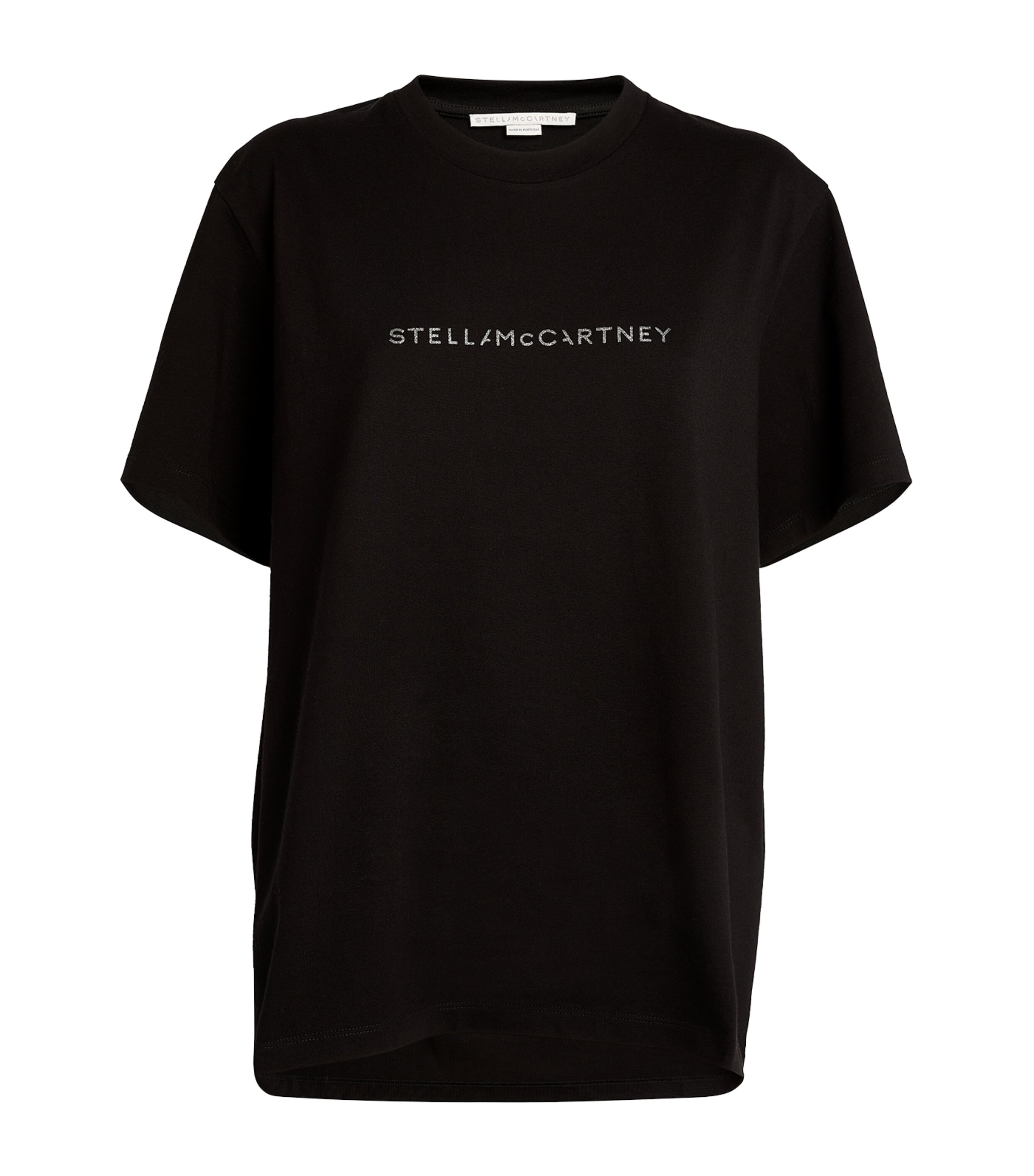 Stella Mccartney T-shirt With Logo Print And Crew Neckline In Black