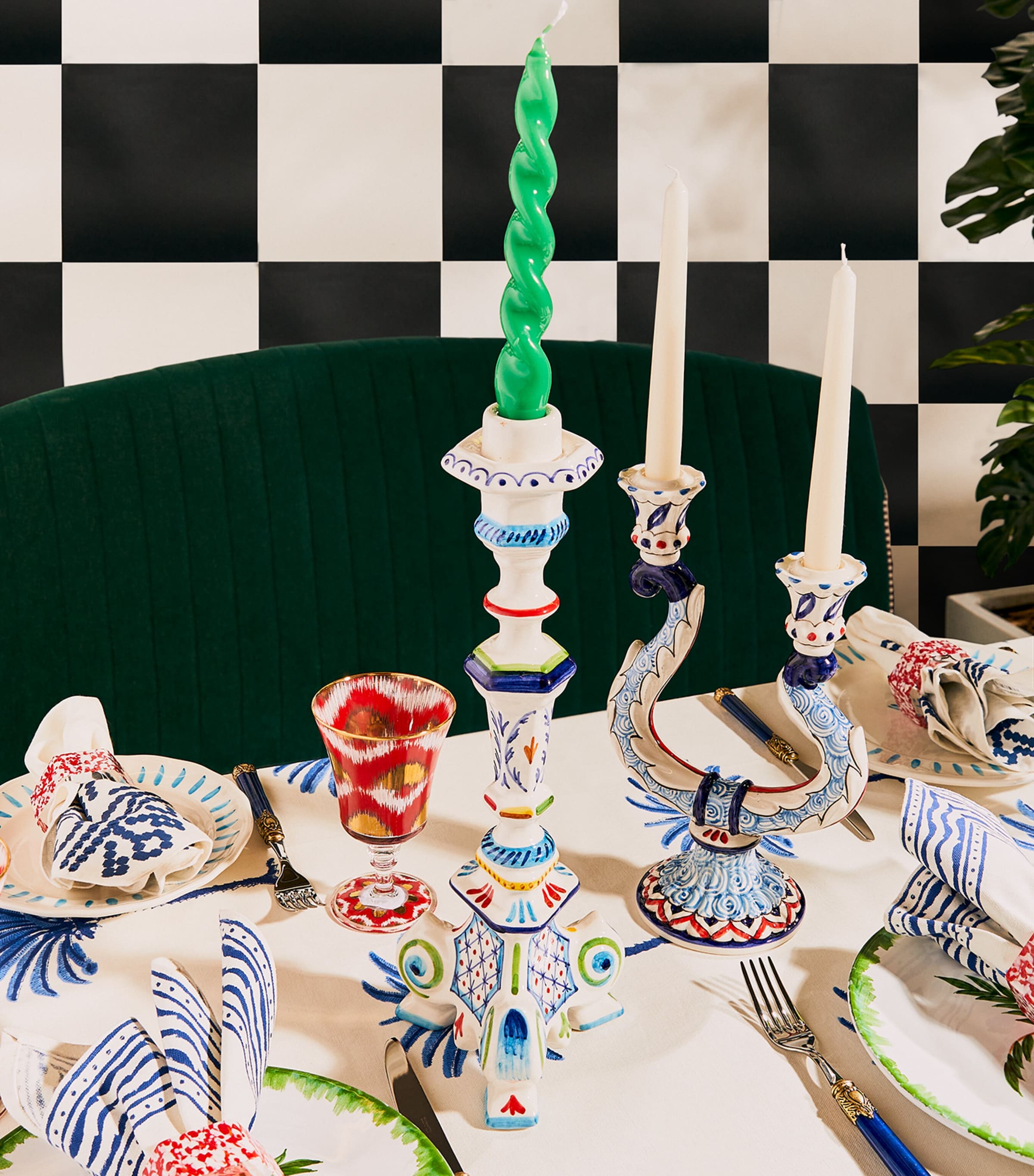 Turquerie Candlestick Holder (39cm) BLUE Image 3