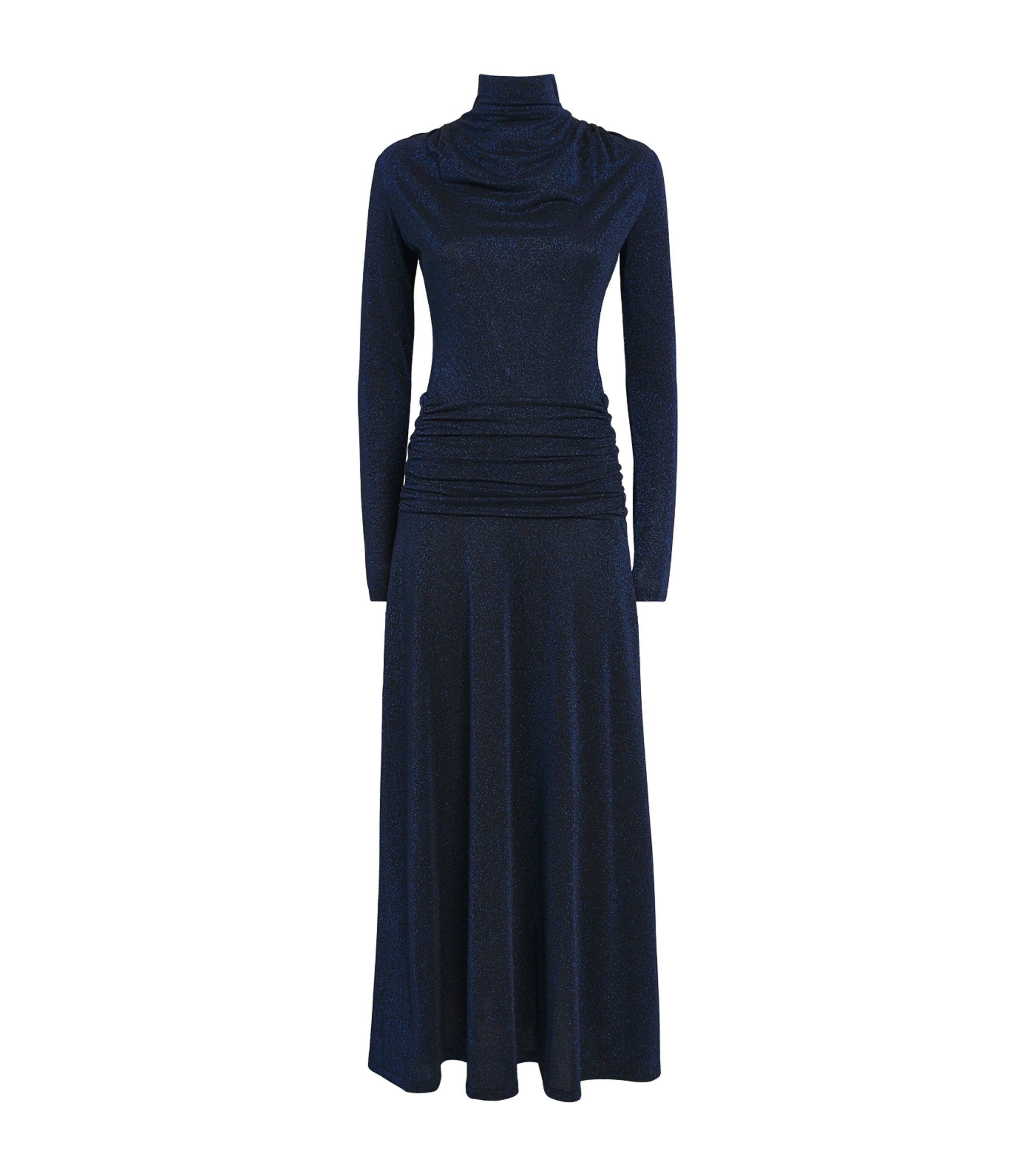 Me+em Metallic Cowl-neck Maxi Dress In Blue