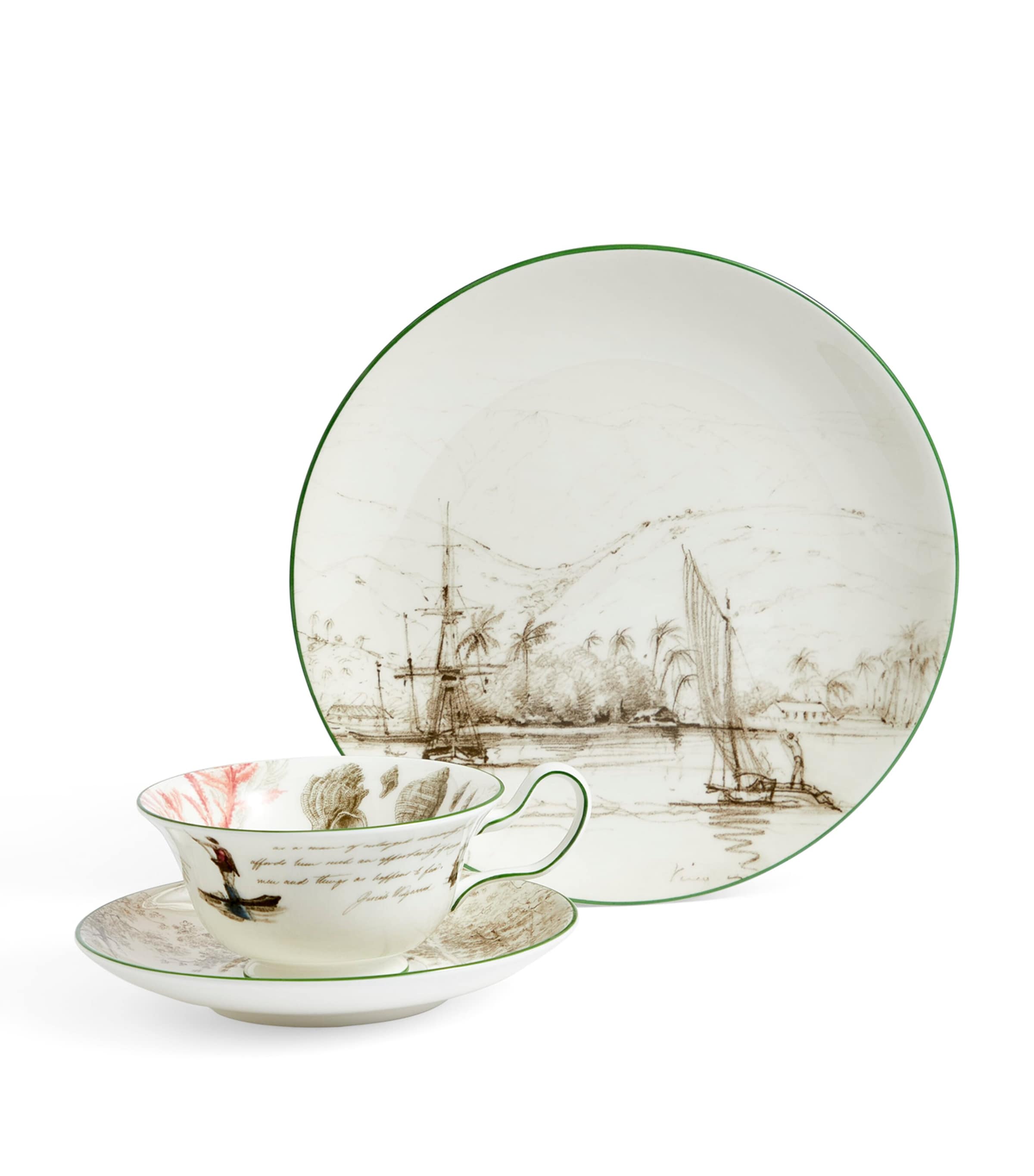Wedgwood Voyage Of The Beagle Tahiti Plate, Teacup And Saucer Set