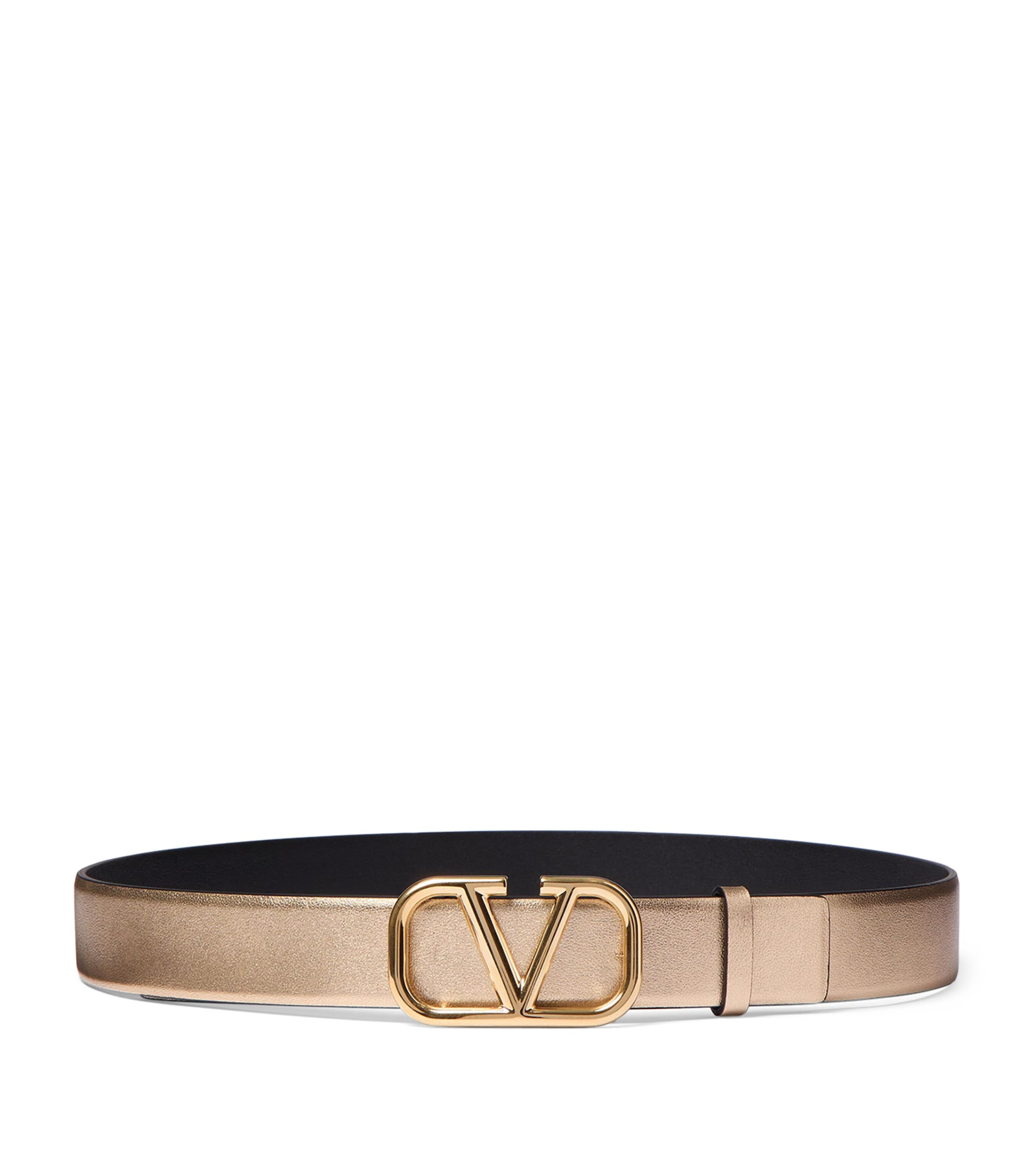 Valentino Garavani Leather Reversible Vlogo Signature Belt In Gray