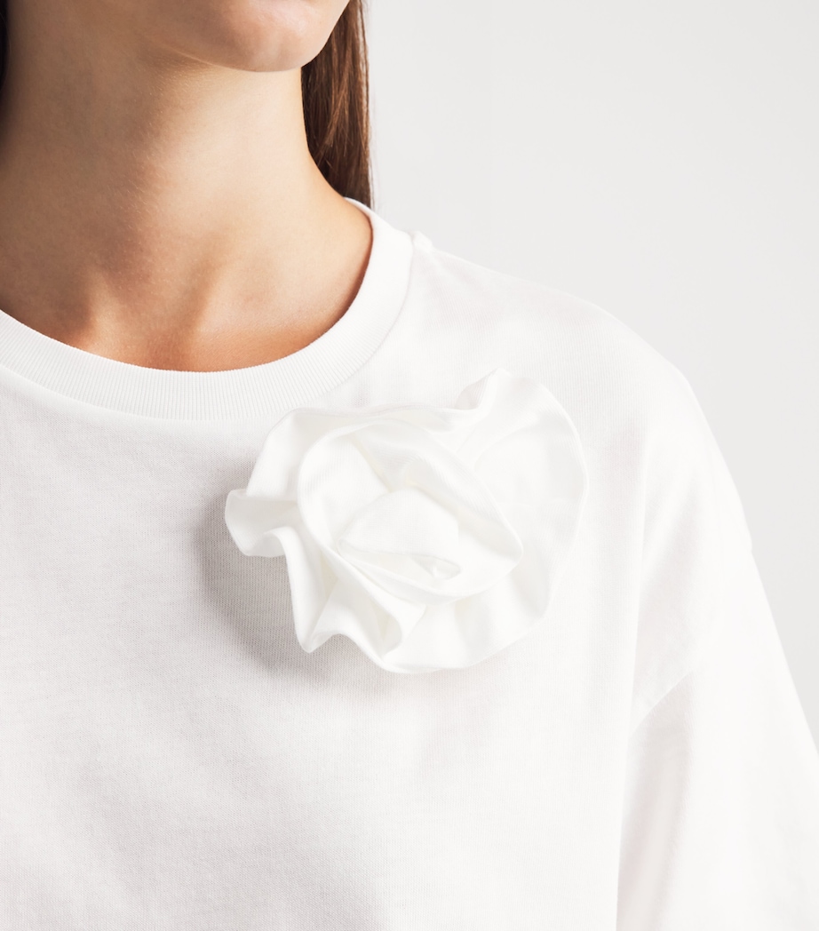 Claudie Pierlot Womens Cotton Floral Brooch T-Shirt Ecru Image 3