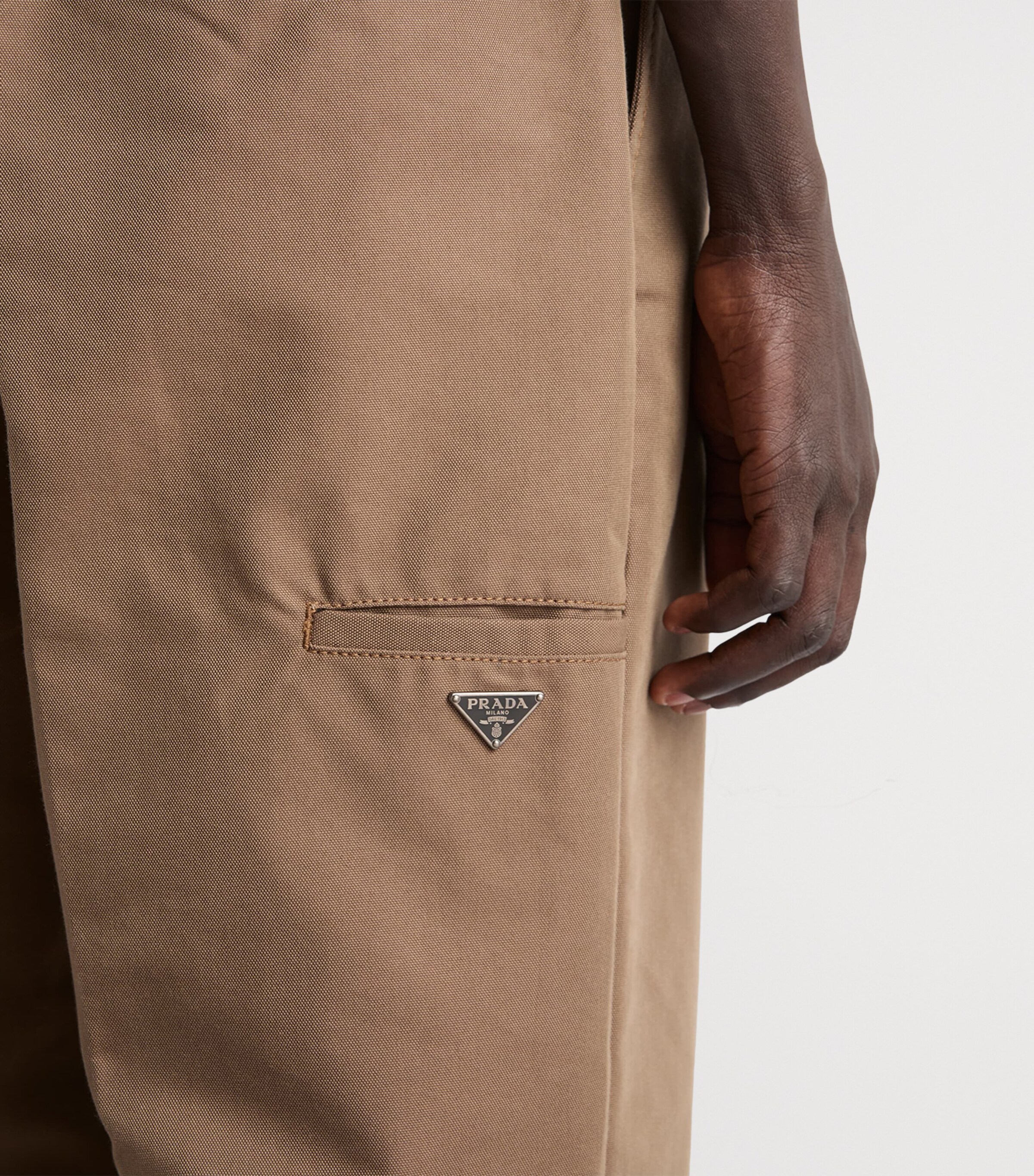 Prada Mens Canvas Relaxed Trousers Brown Image 4