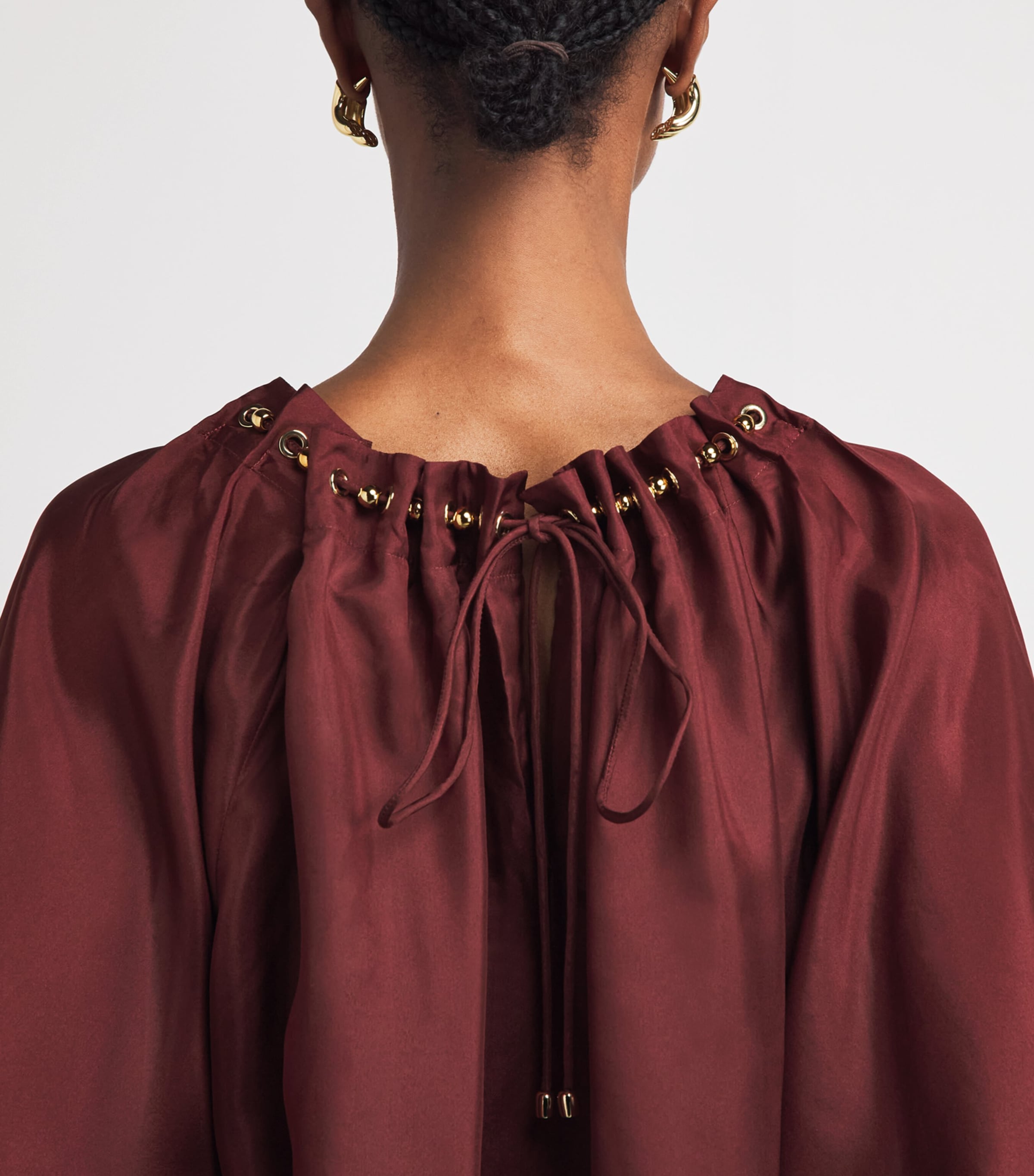 Zimmermann Womens Silk Beaded Aster Blouse Merlot Image 3