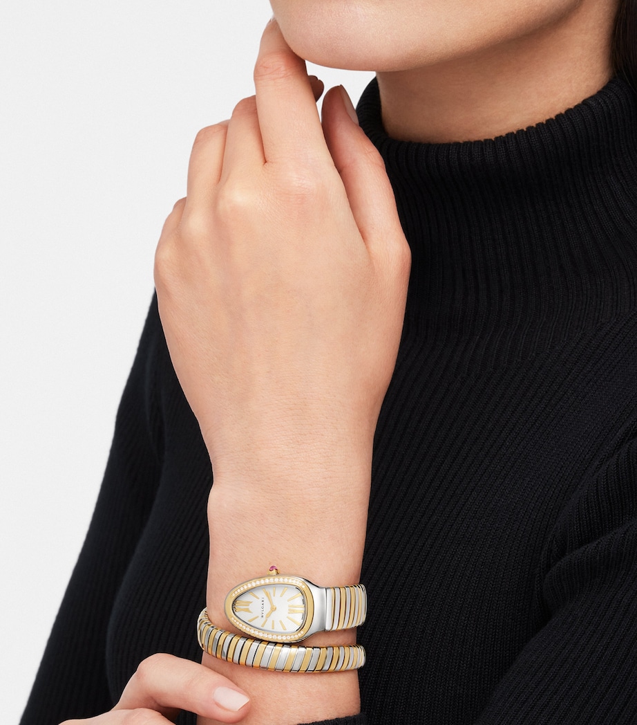 Stainless Steel and Yellow Gold Serpenti Tubogas Watch 35mm WHITE Image 5