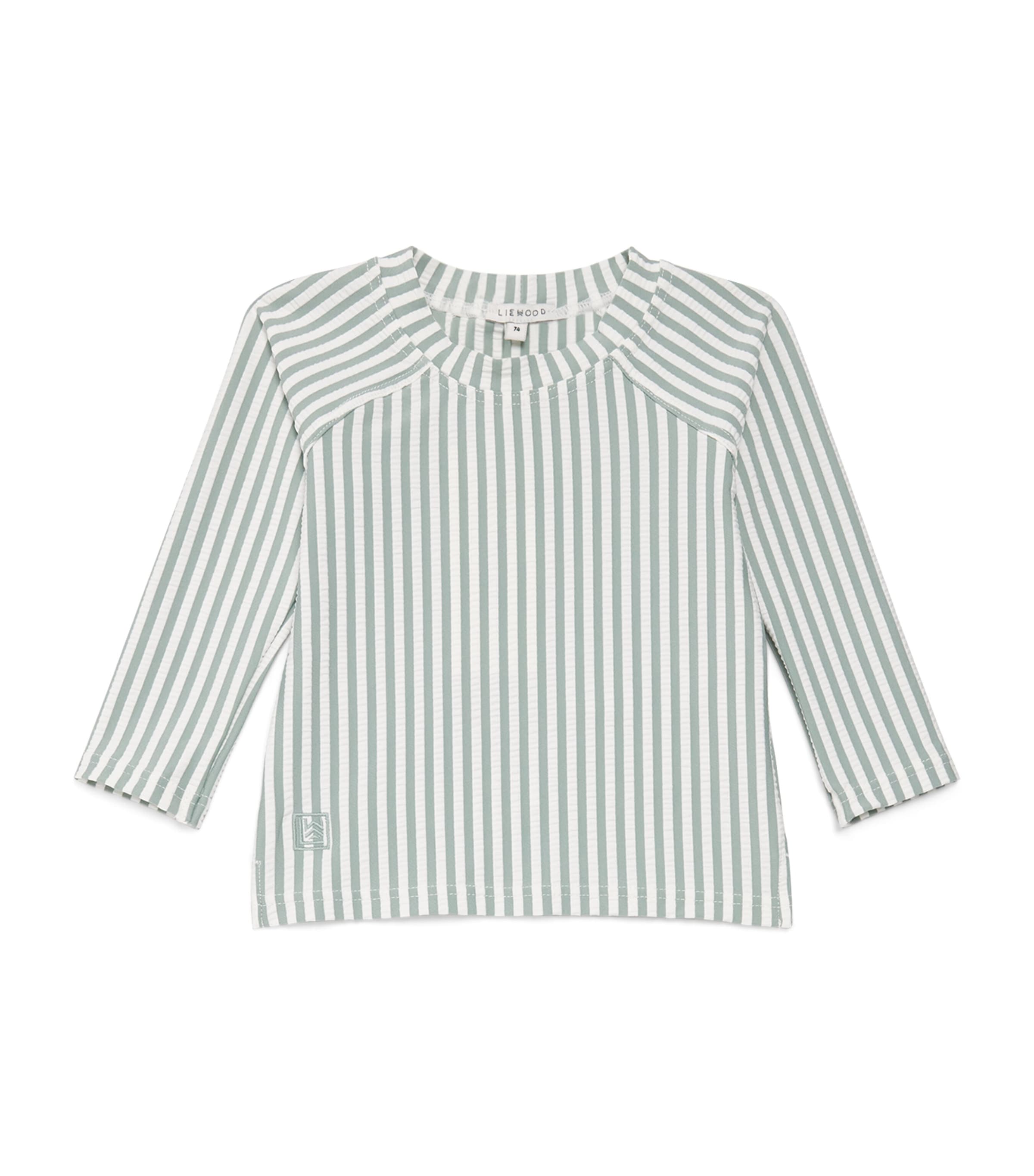 Liewood Seersucker Stripe Noah Swim T-Shirt (1-24 Months) Peppermint/sandy Image 1