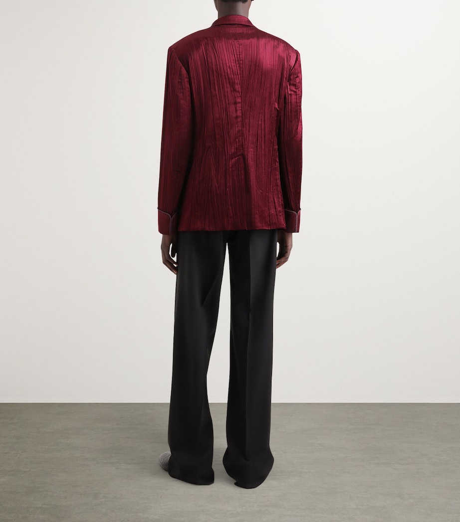 Double-Breasted Velvet Tuxedo Blazer F0130-DARK AUBERGINE Image 5