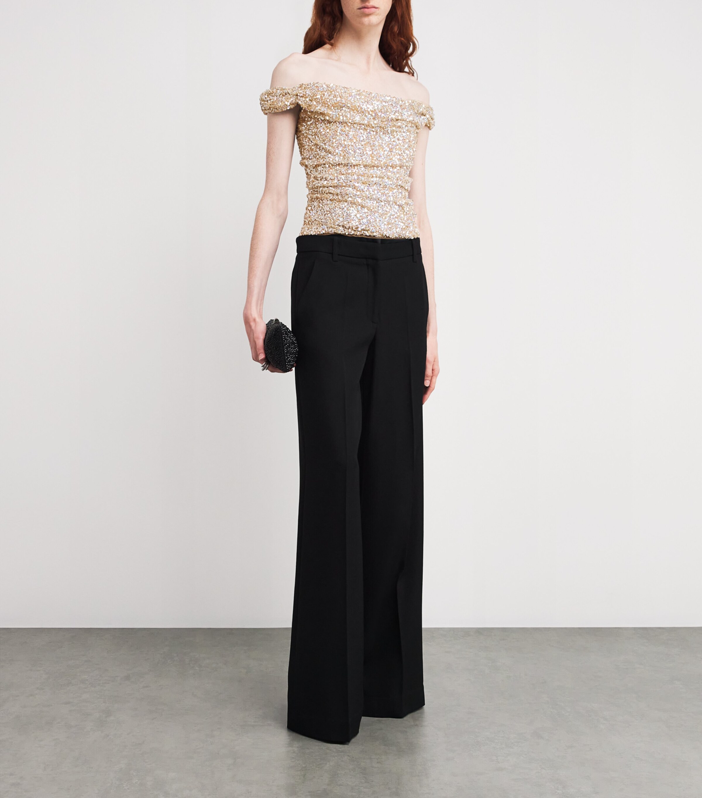 Sequinned Off-The-Shoulder Mina Top MULTI-BEIGE GOLD Image 2