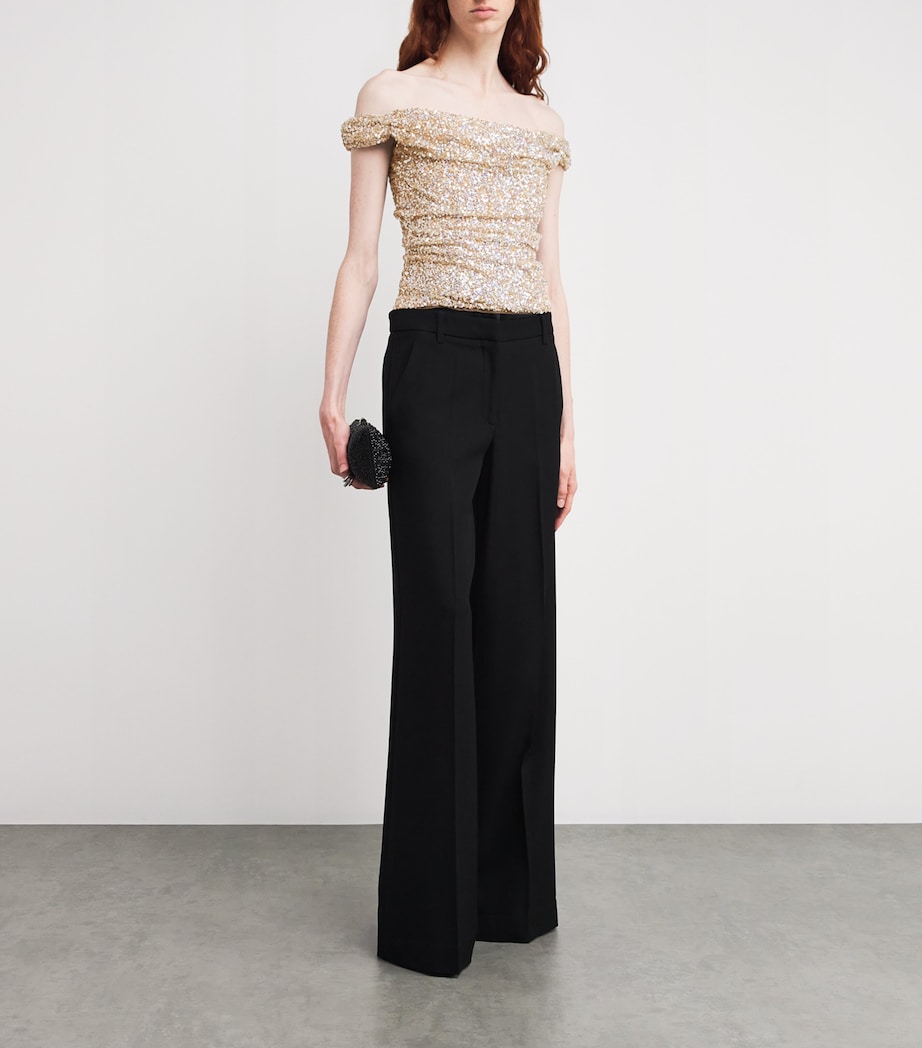 Sequinned Off-The-Shoulder Mina Top MULTI-BEIGE GOLD Image 2