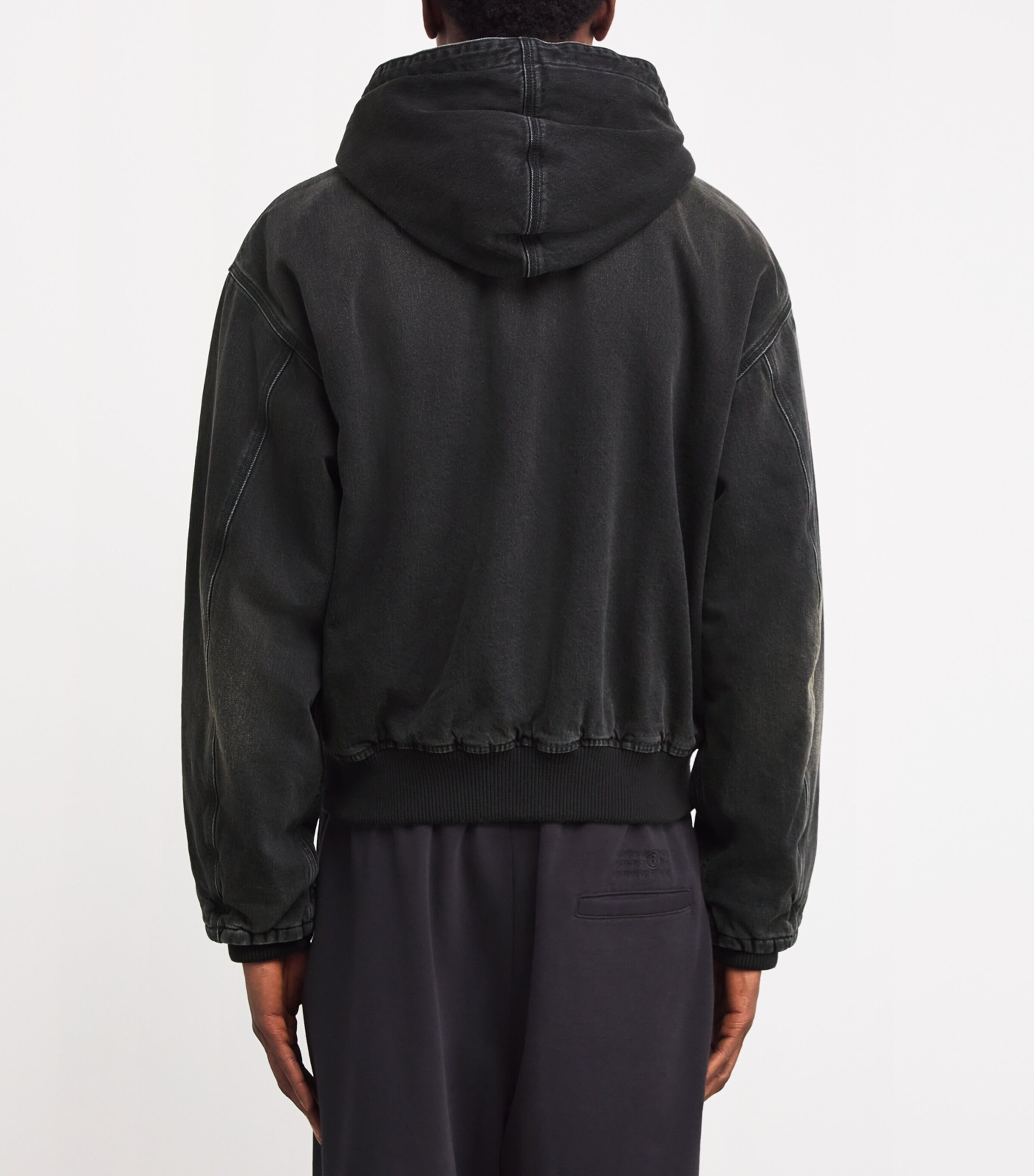 AMIRI Mens Denim Monogram-Debossed Hoodie Vintage Black Image 4