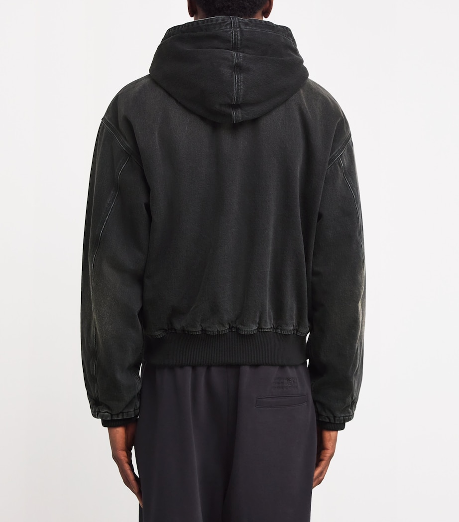 AMIRI Mens Denim Monogram-Debossed Hoodie Vintage Black Image 4