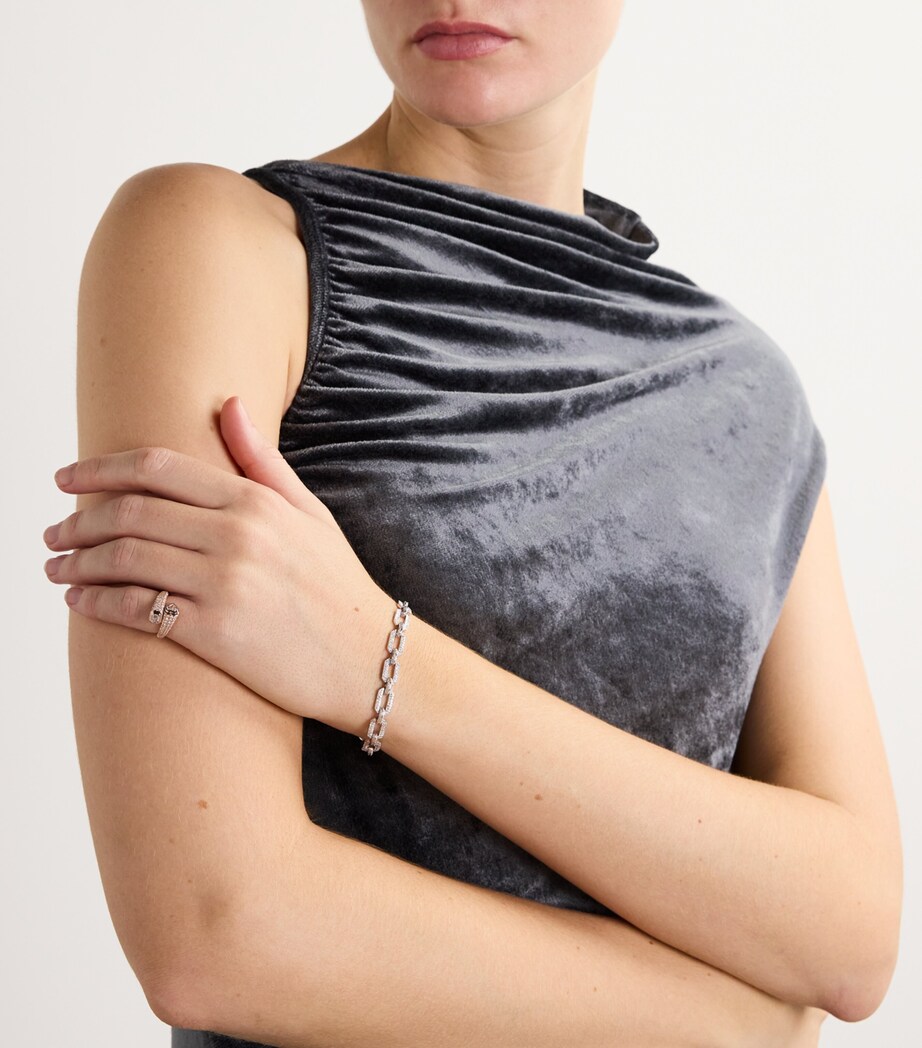 Rose Gold and Diamond Bypass Pinky Ring WHITE GOLD Image 5