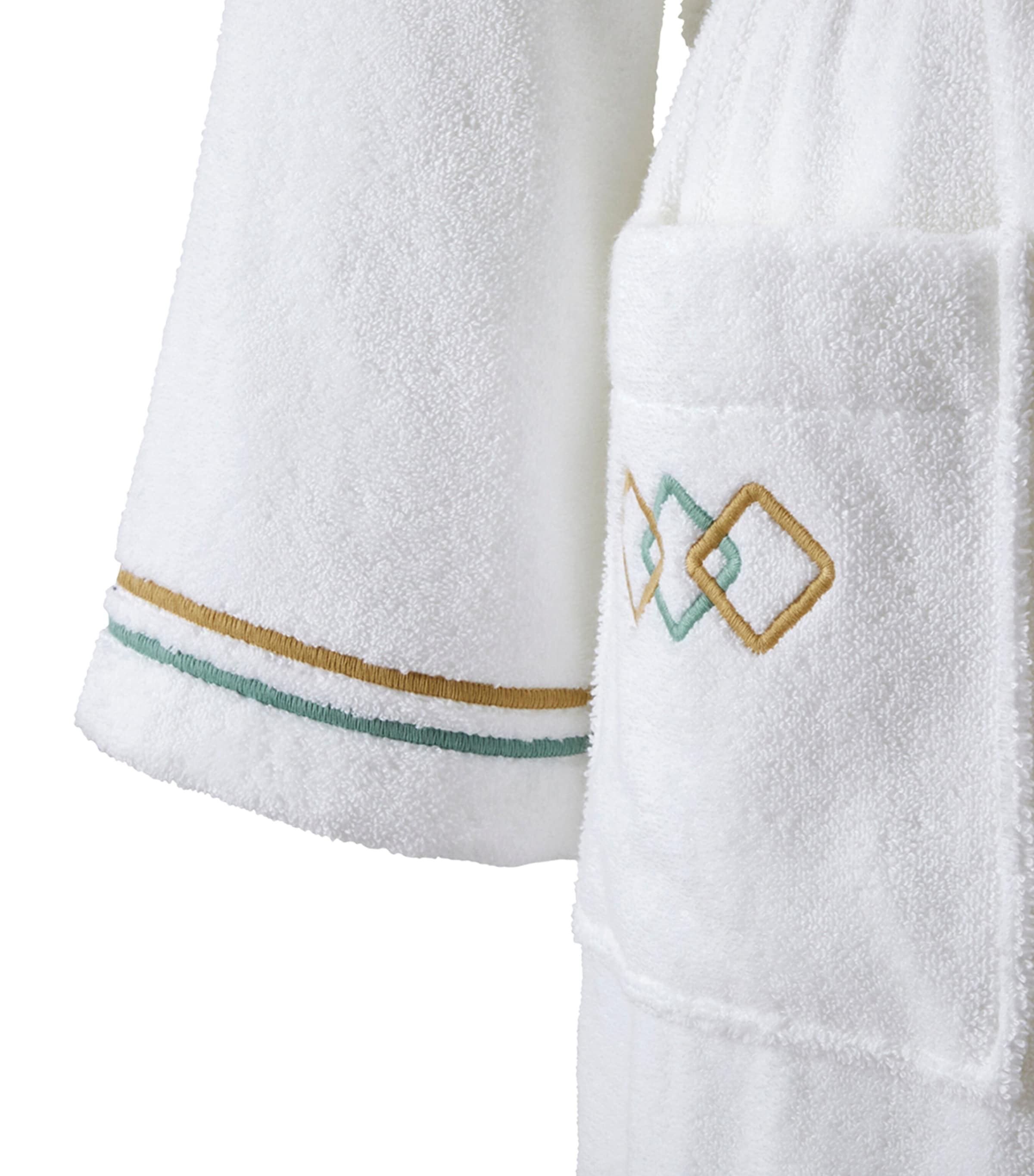 Yves Delorme Womens Cotton-Modal Embroidered Villa Bathrobe White Image 4