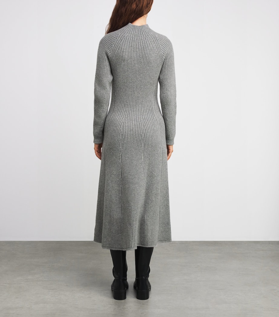 Cashmere-Blend Ribbed Midi Knitted Dress HA0308 LIGHT GREY Image 4