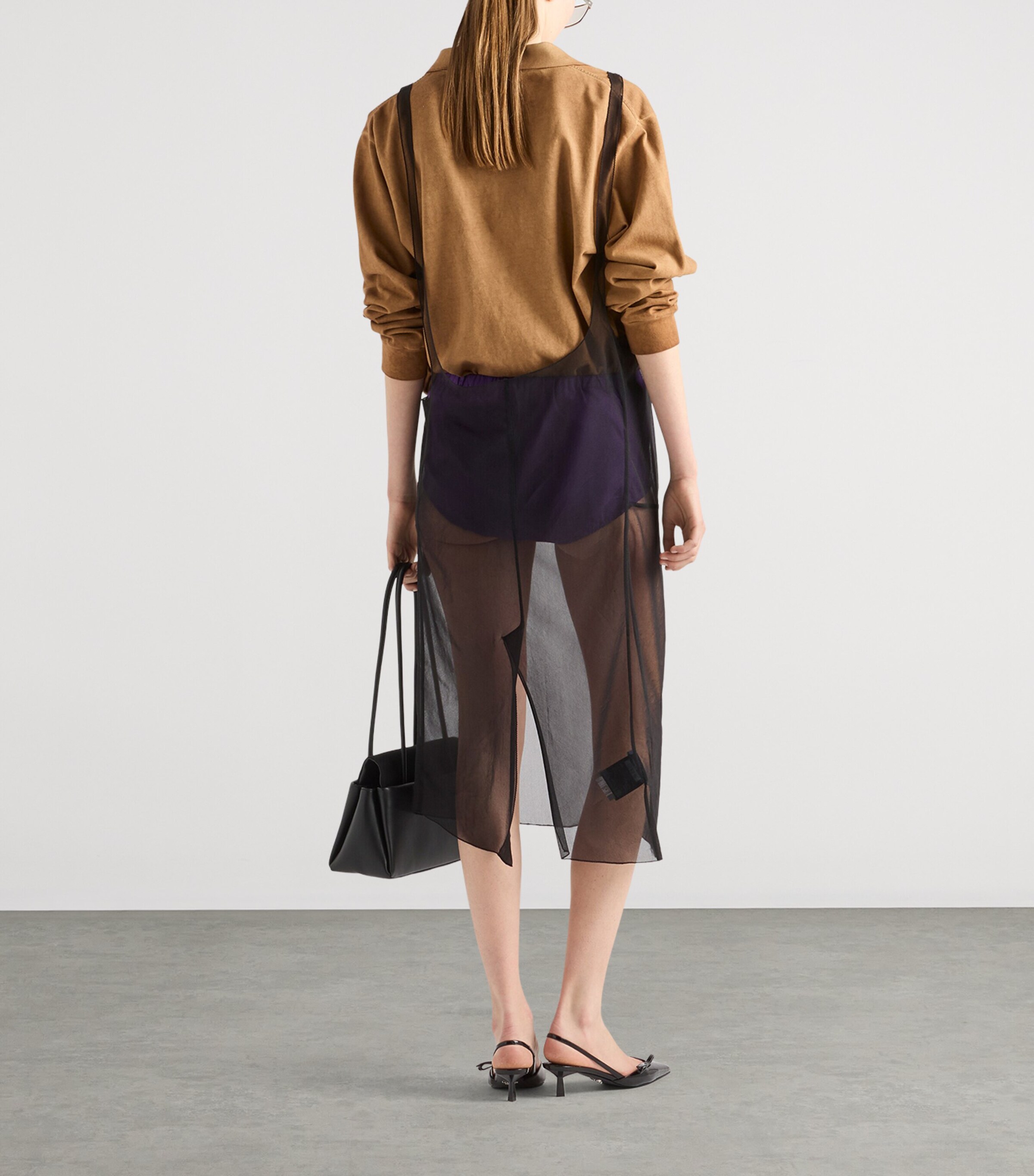 Prada Womens Cotton Piqué Plunge-Neck Polo Shirt Neutral Image 4
