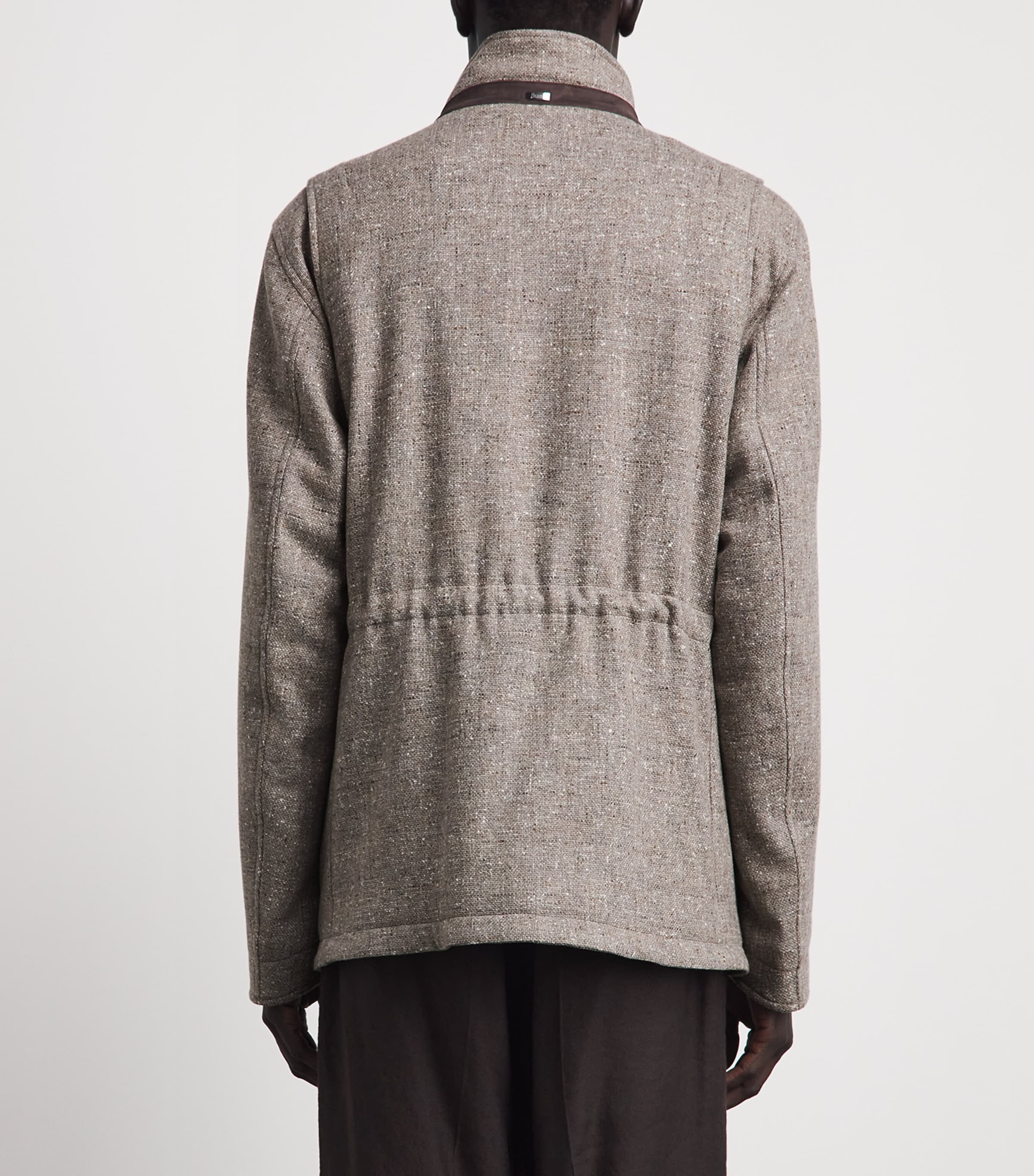 Herno Mens Wool Hybrid High-Neck Jacket Taupe Image 5