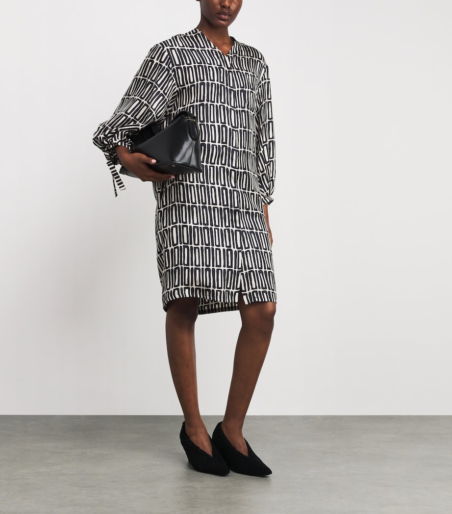 Silk Printed Midi Dress BLACK Image 2