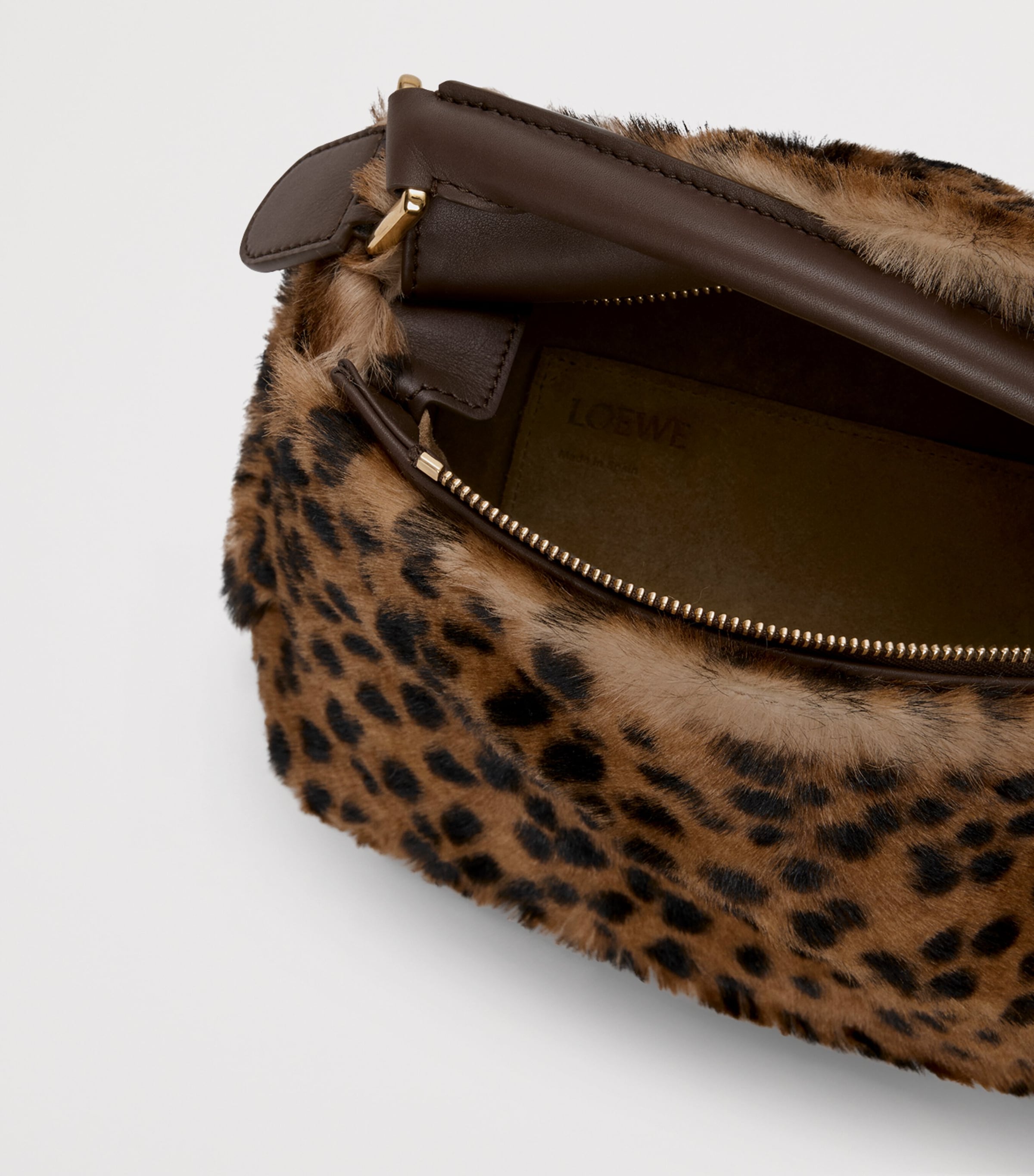 Small Shearling Puzzle Edge Top-Handle Bag BEIGE/BROWN Image 8