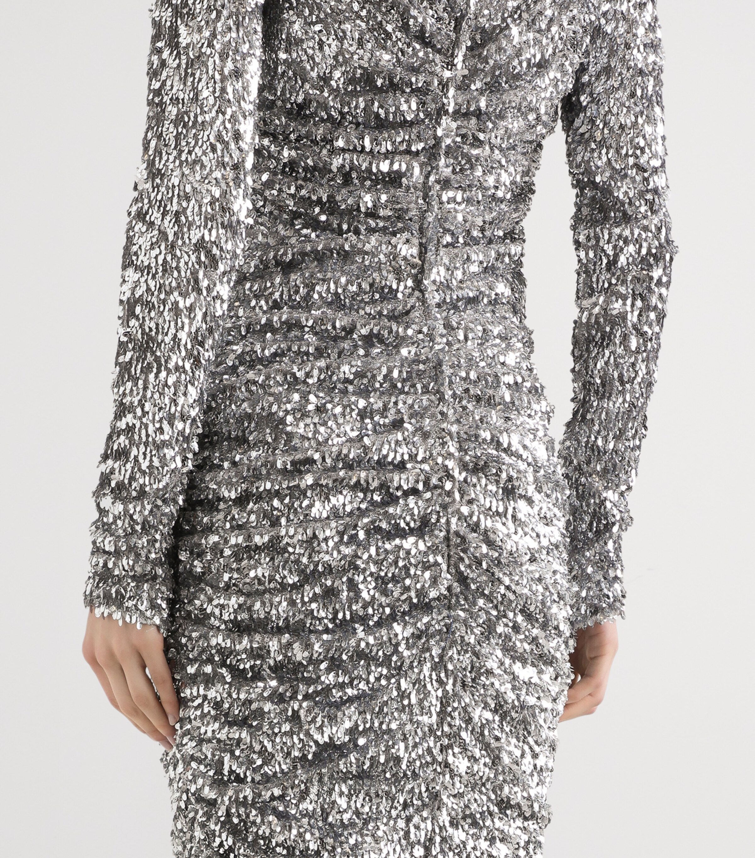 Dolce&Gabbana Womens Cotton-Blend Embellished Midi Dress Silv Image 5