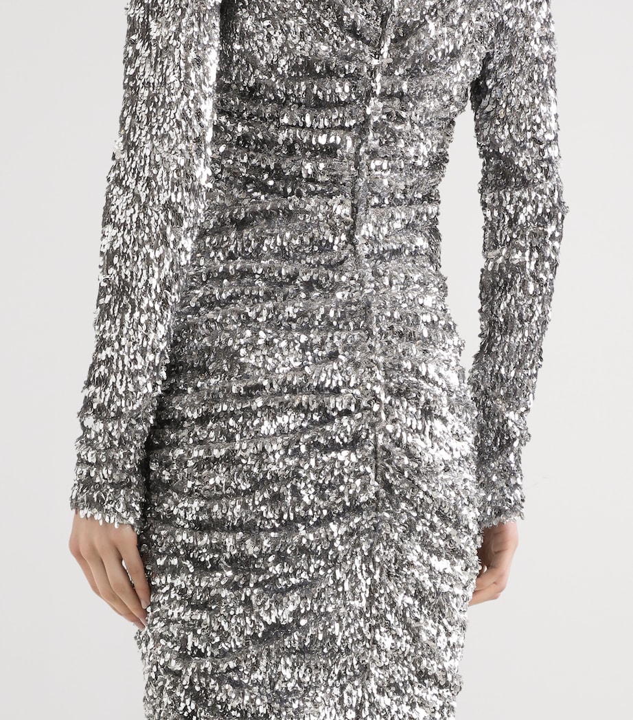 Dolce&Gabbana Womens Cotton-Blend Embellished Midi Dress Silv Image 5