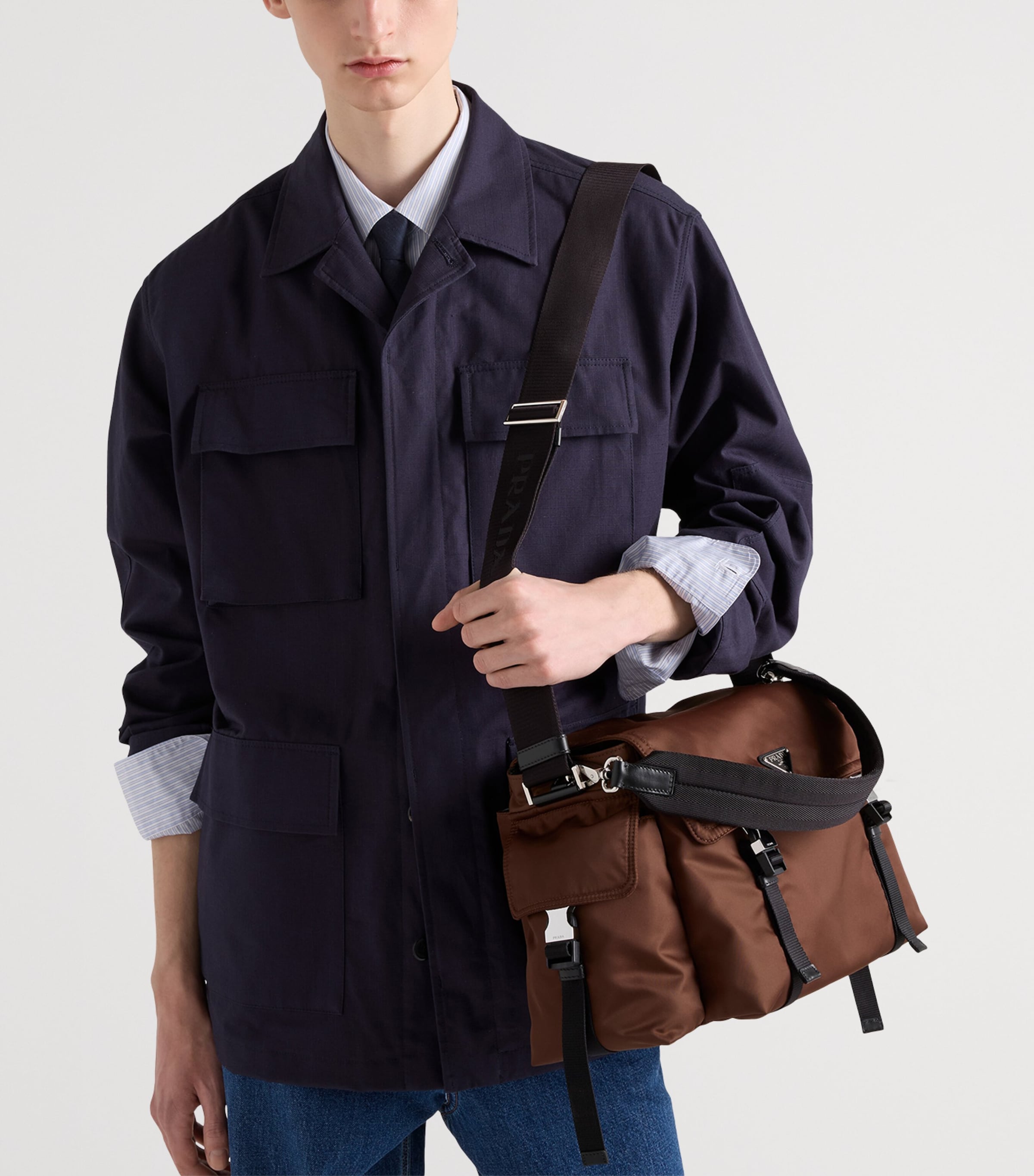 Prada Re-Nylon and Leather Messenger Bag Image 5