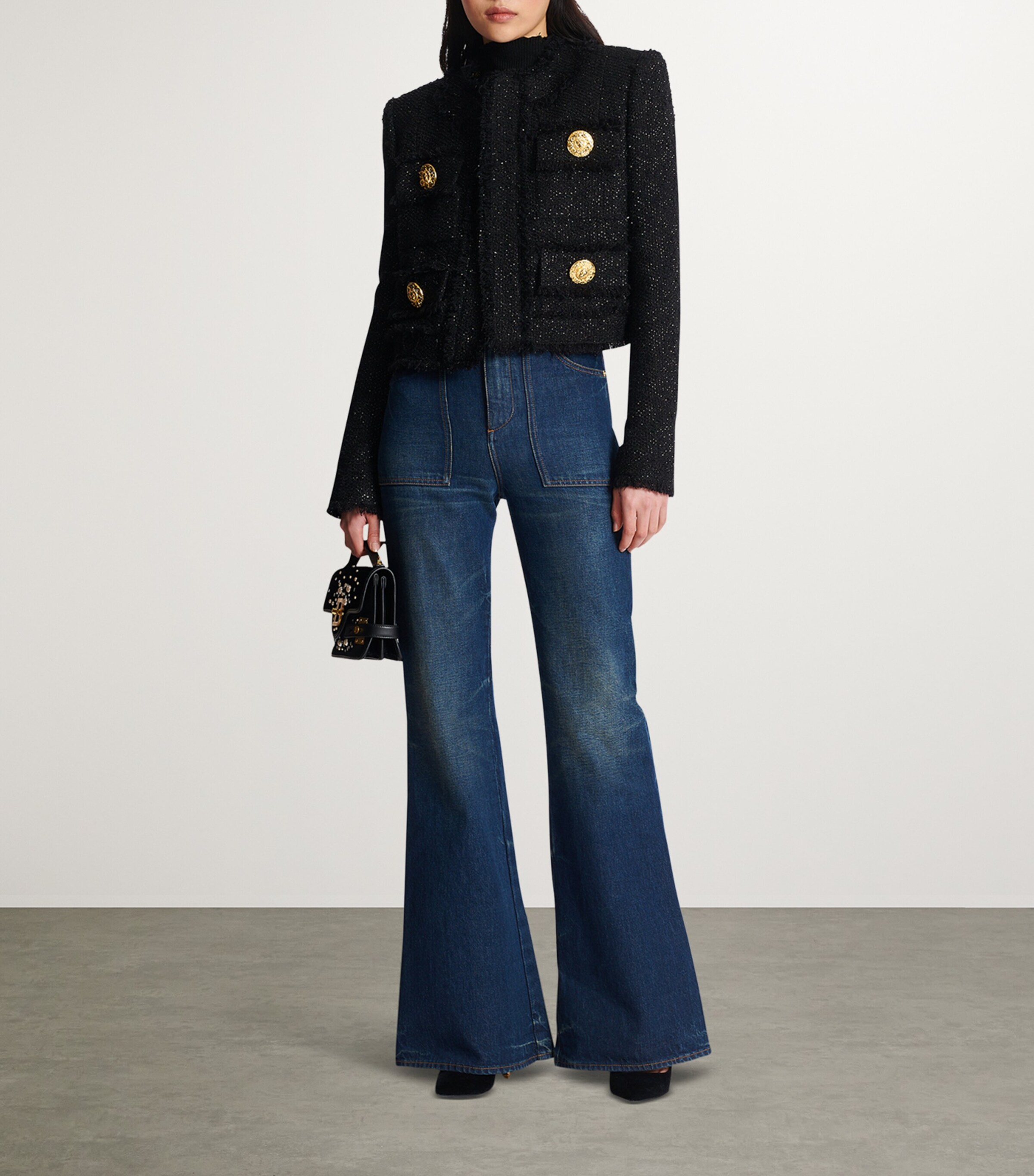 Tweed Cropped Jacket NOIR Image 3