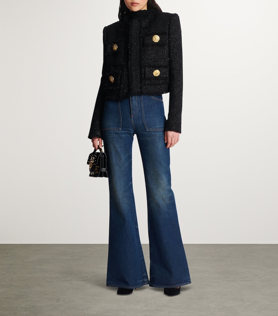 Tweed Cropped Jacket NOIR Image 3