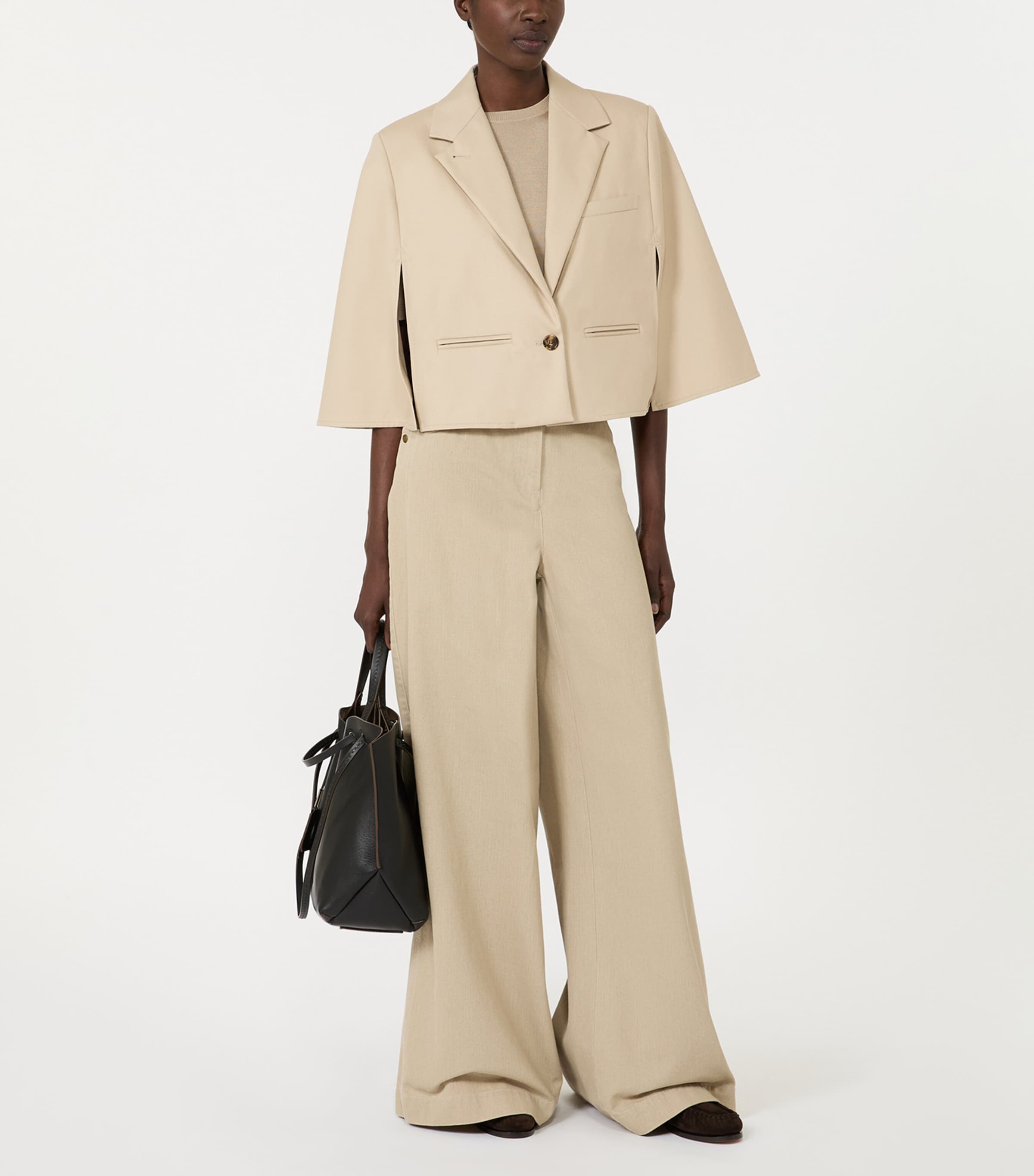 Max Mara Womens Cotton Gabardine Water-Repellent Cape Stone Image 2