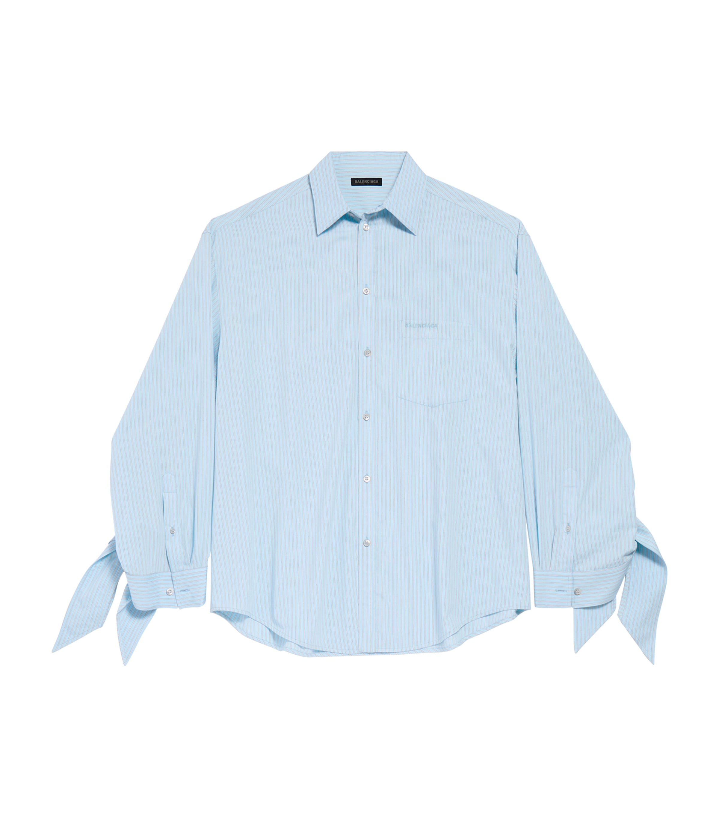 Balenciaga Women Embroidered Viscose Blend Oversize Shirt In Blue