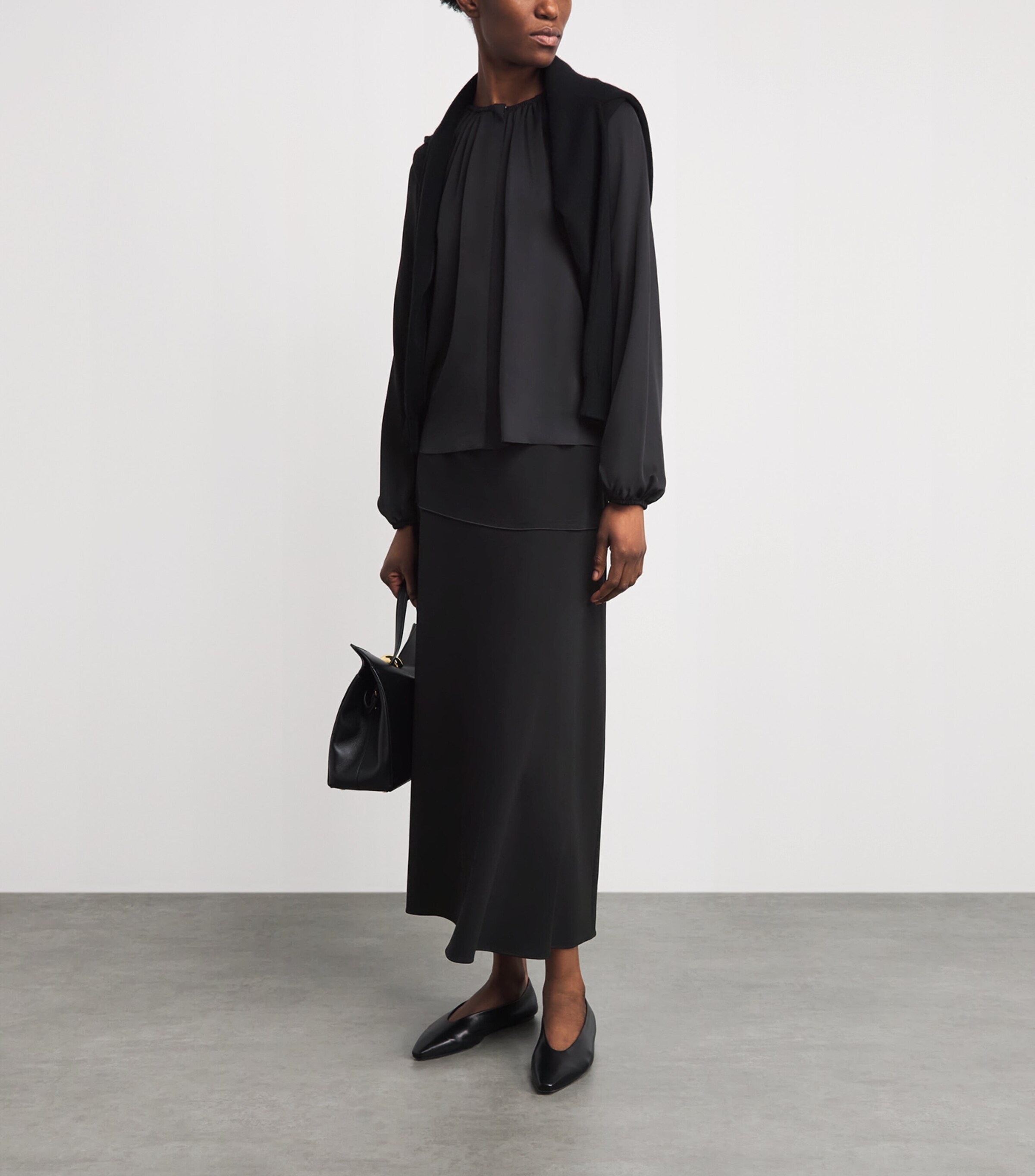 Theory Womens Admiral Crepe Midi Circle Skirt Black Image 2