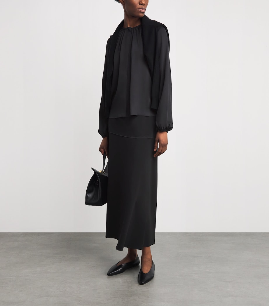 Theory Womens Admiral Crepe Midi Circle Skirt Black Image 2