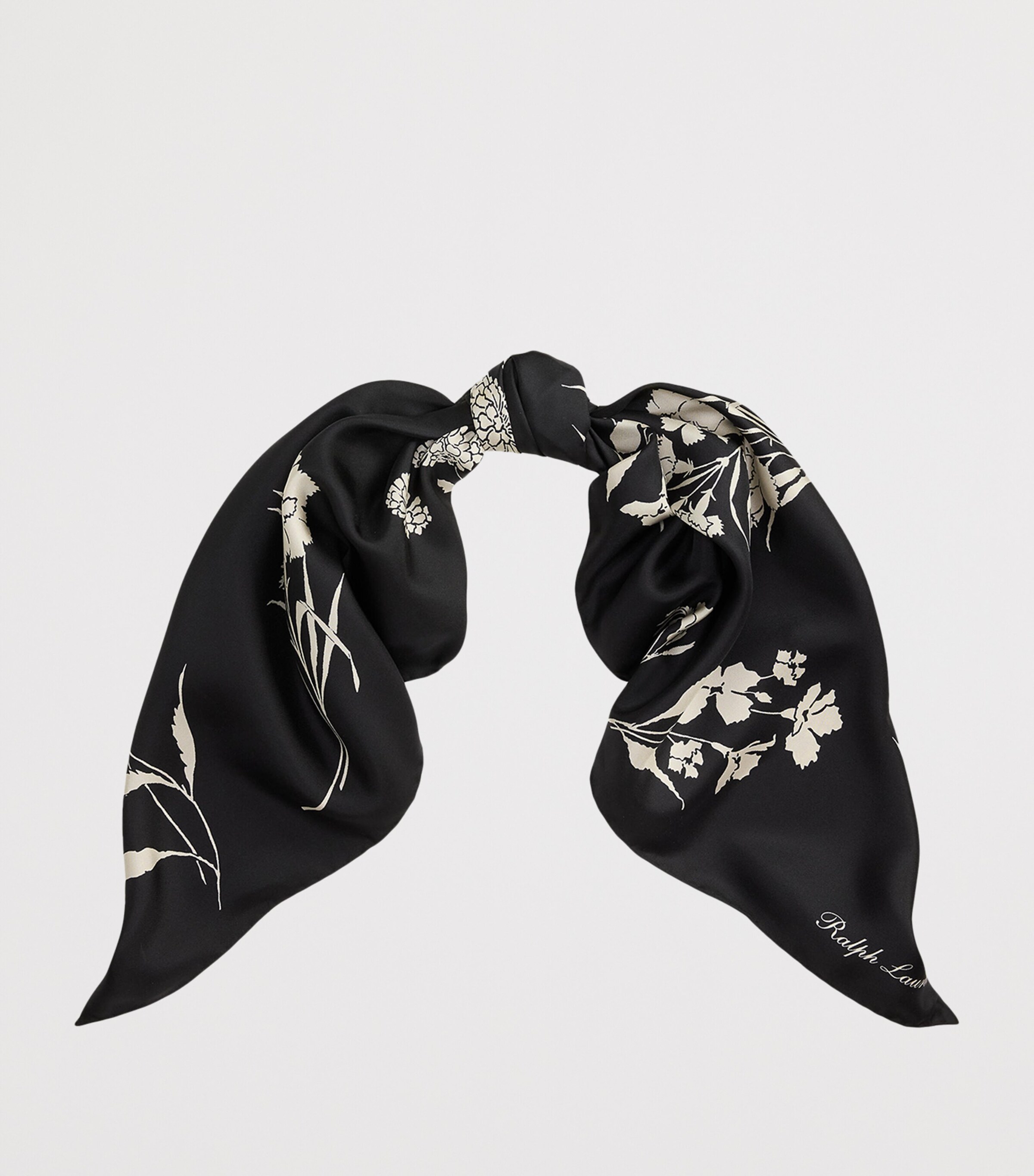 Ralph Lauren Collection Mulberry Silk Twill Floral Scarf Black Image 2