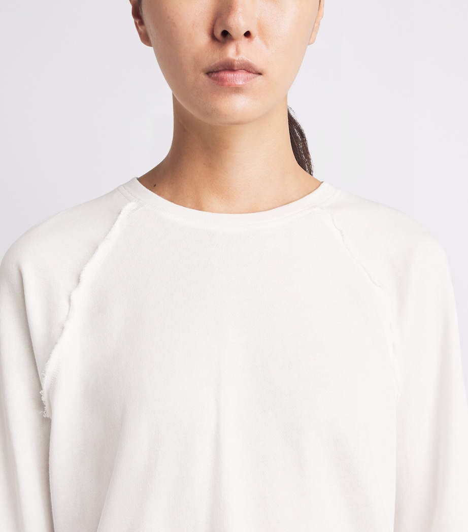 ME+EM Womens Organic Cotton Raw Edge Sweatshirt Soft White Image 3
