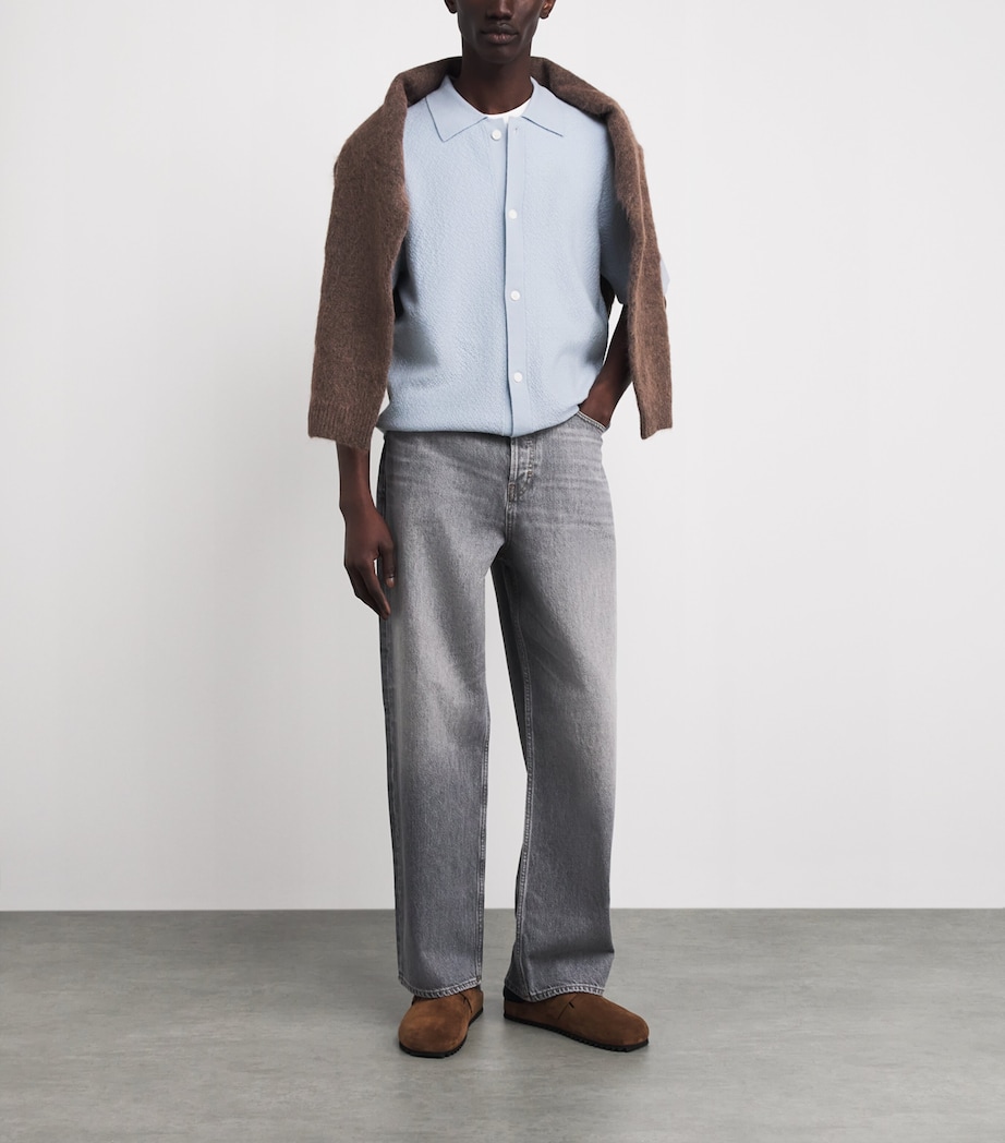 FRAME Mens Wool Short-Sleeve Cardigan Pale Blue Image 2