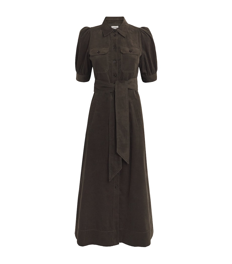 ME+EM Womens Cotton Corduroy Midi Shirt Dress Rich Olive Green Image 1