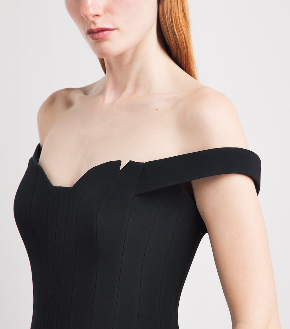 GEORGES HOBEIKA Womens Embellished Off-The-Shoulder Gown Black Anthracite Image 5