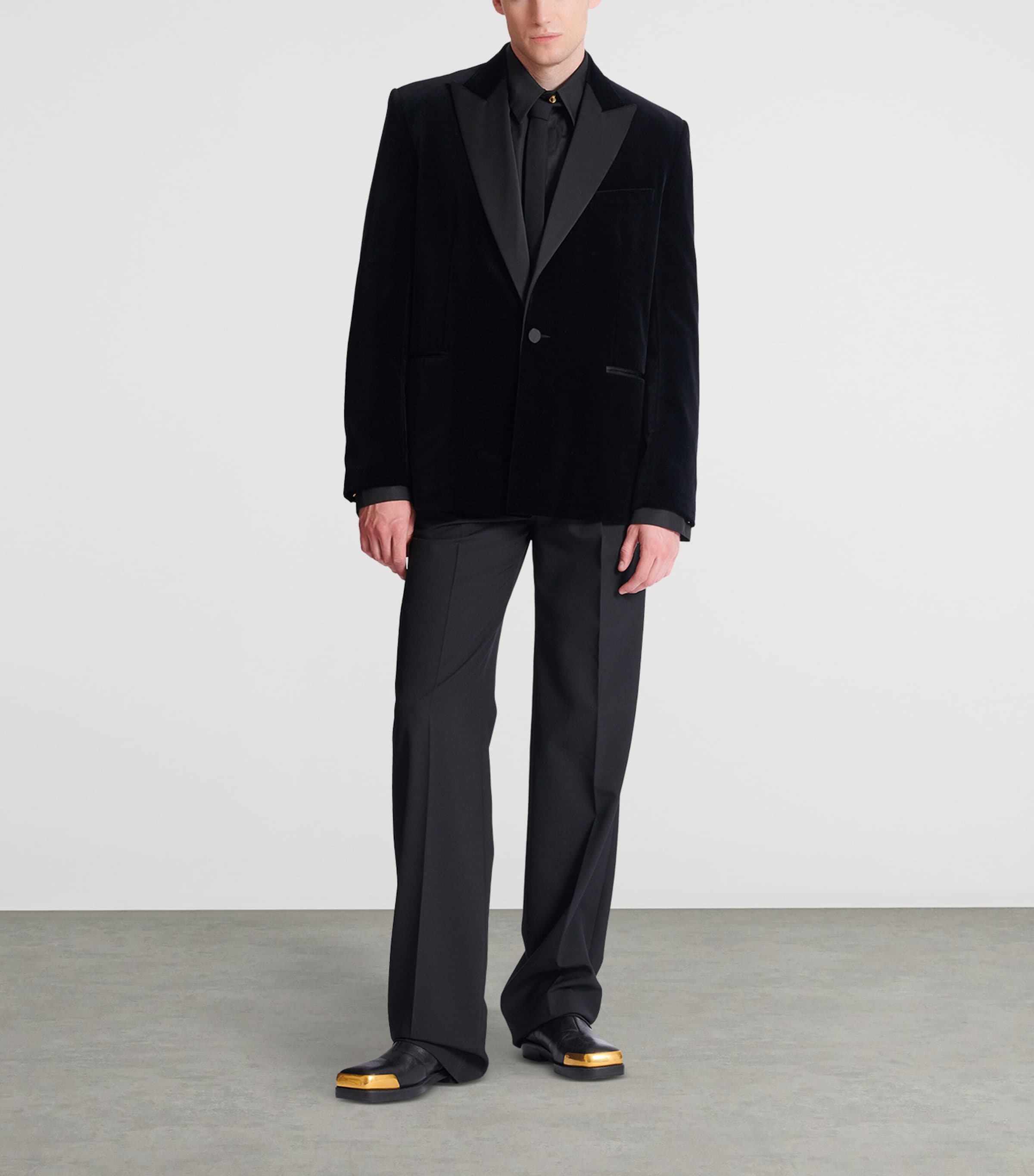 Satin-Trim Velvet Blazer EAP NOIR/NOIR Image 3