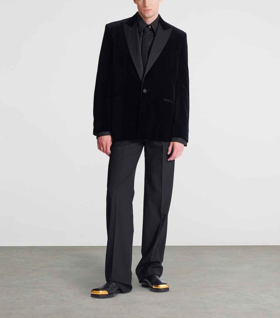 Satin-Trim Velvet Blazer EAP NOIR/NOIR Image 3