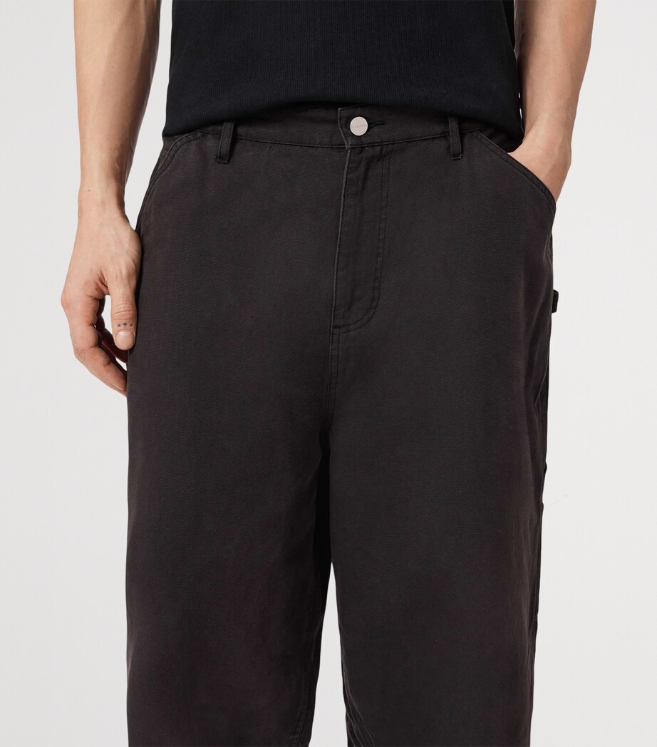 AllSaints Mens Organic Cotton Jackson Barrel Trousers Tanner Black Image 7