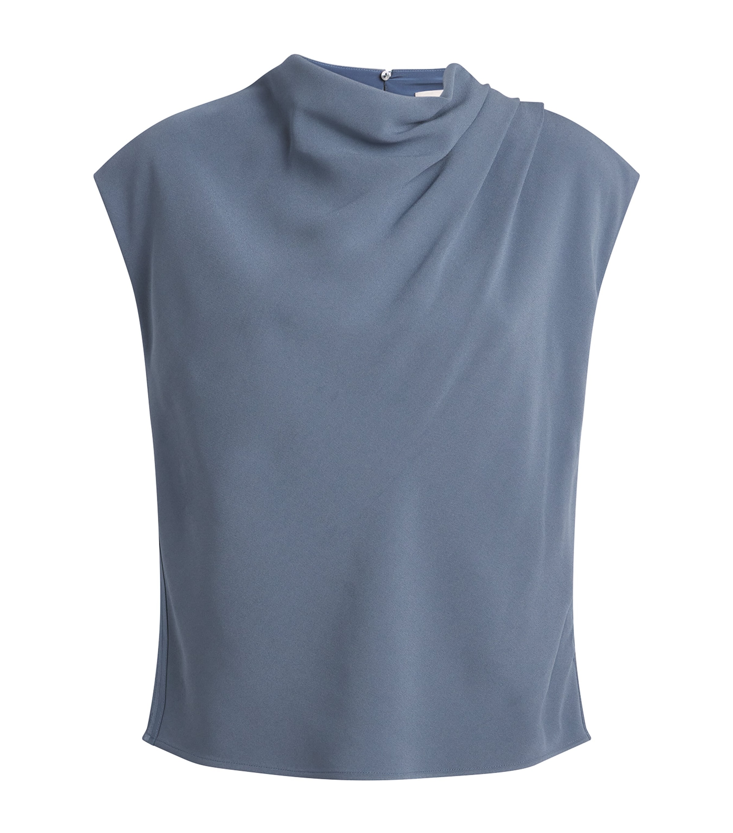 Agnona Womens Sleeveless Draped Blouse Bl Drk Pwdr Image 1