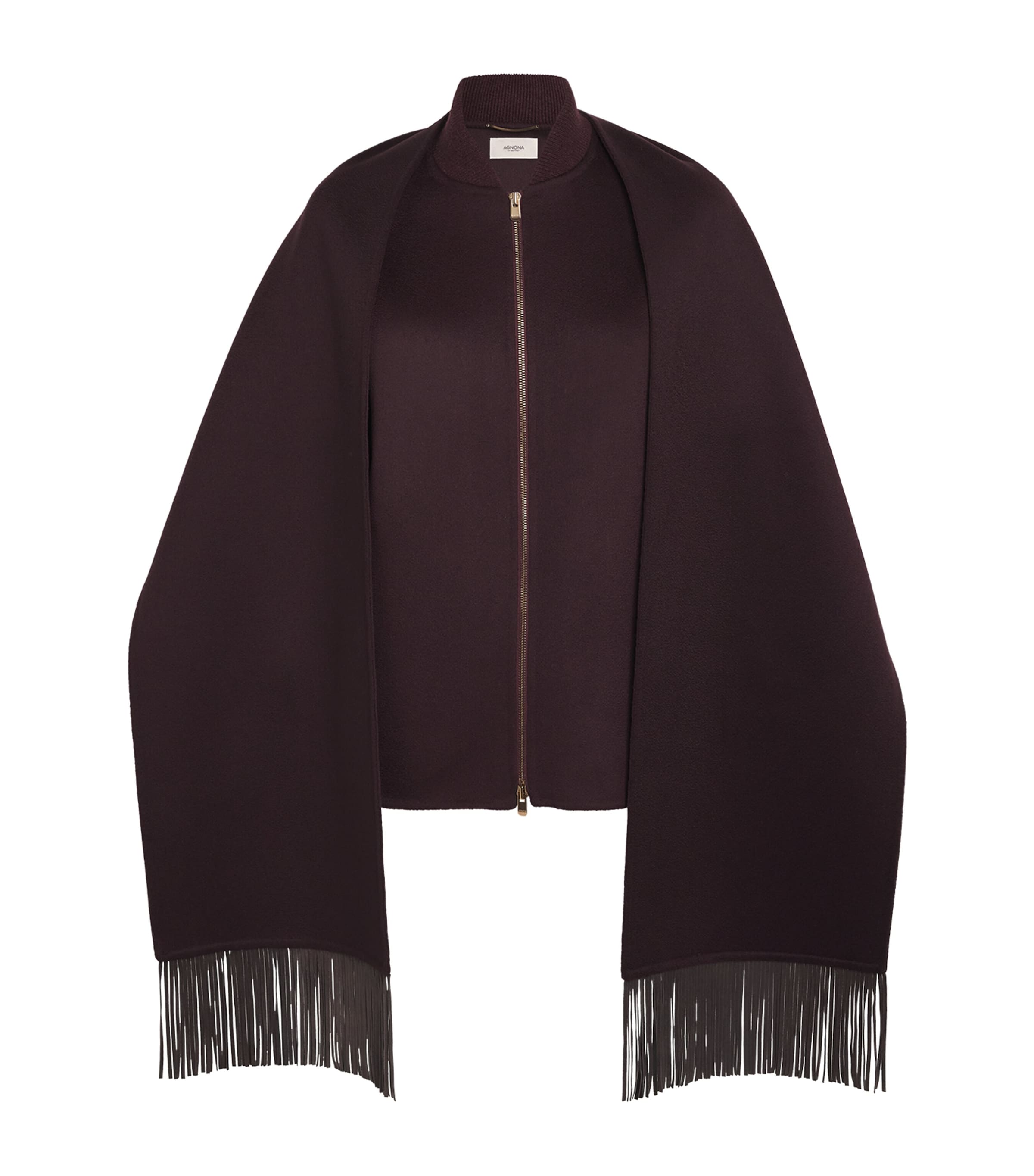 Agnona Cashmere Scarf-neck Bomber Jacket In Purple