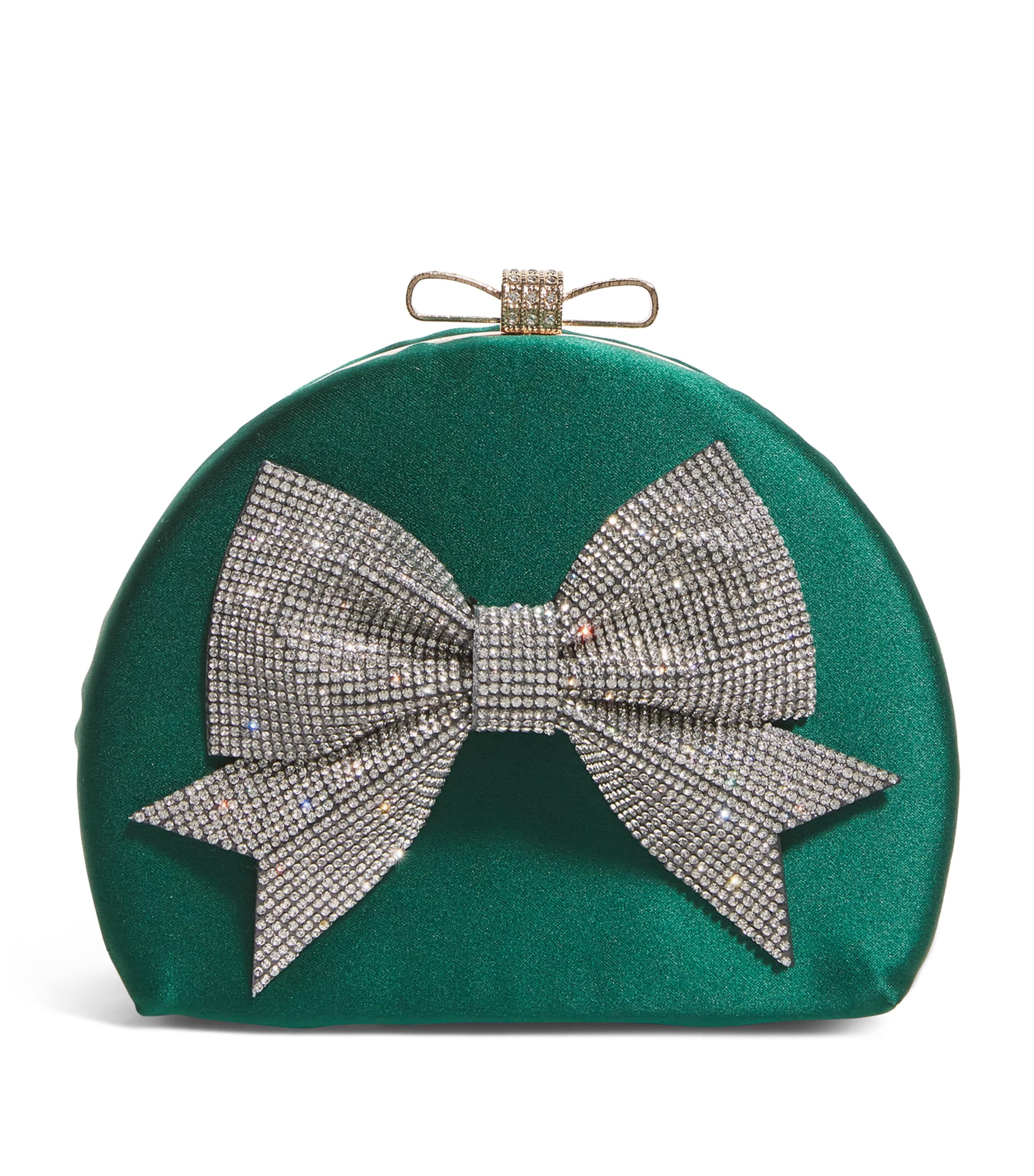 David Charles Kids' Satin Half-moon Bow Bag In Green